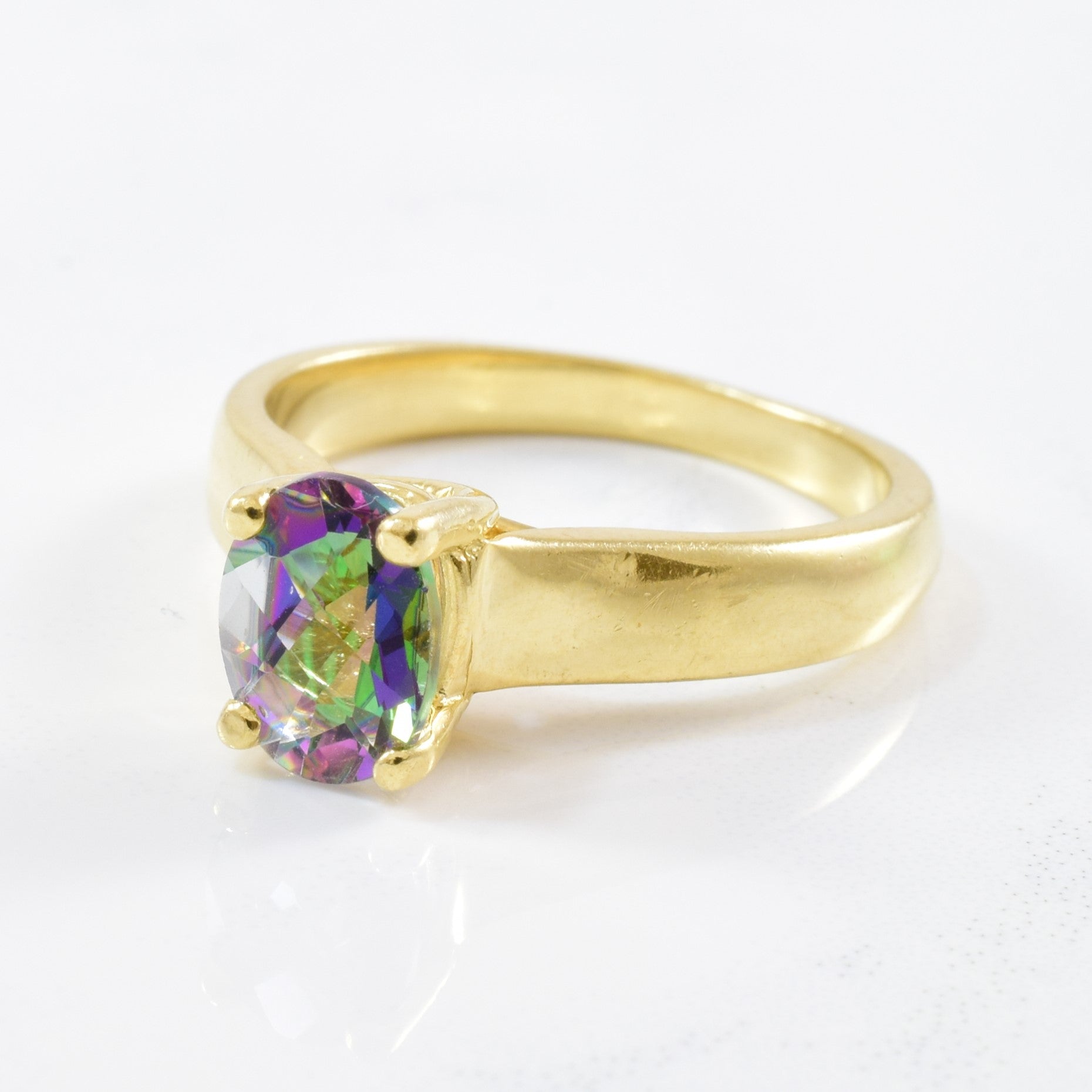 Oval Mystic Topaz Solitaire Ring | 1.35ct | SZ 7 |