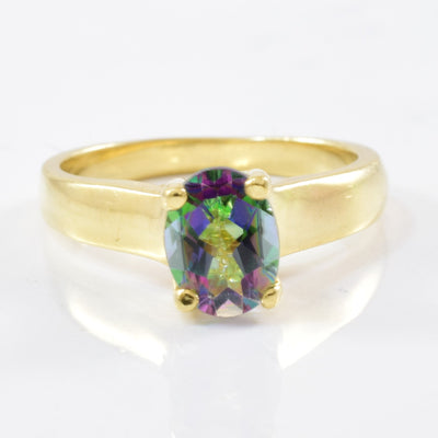 Oval Mystic Topaz Solitaire Ring | 1.35ct | SZ 7 |