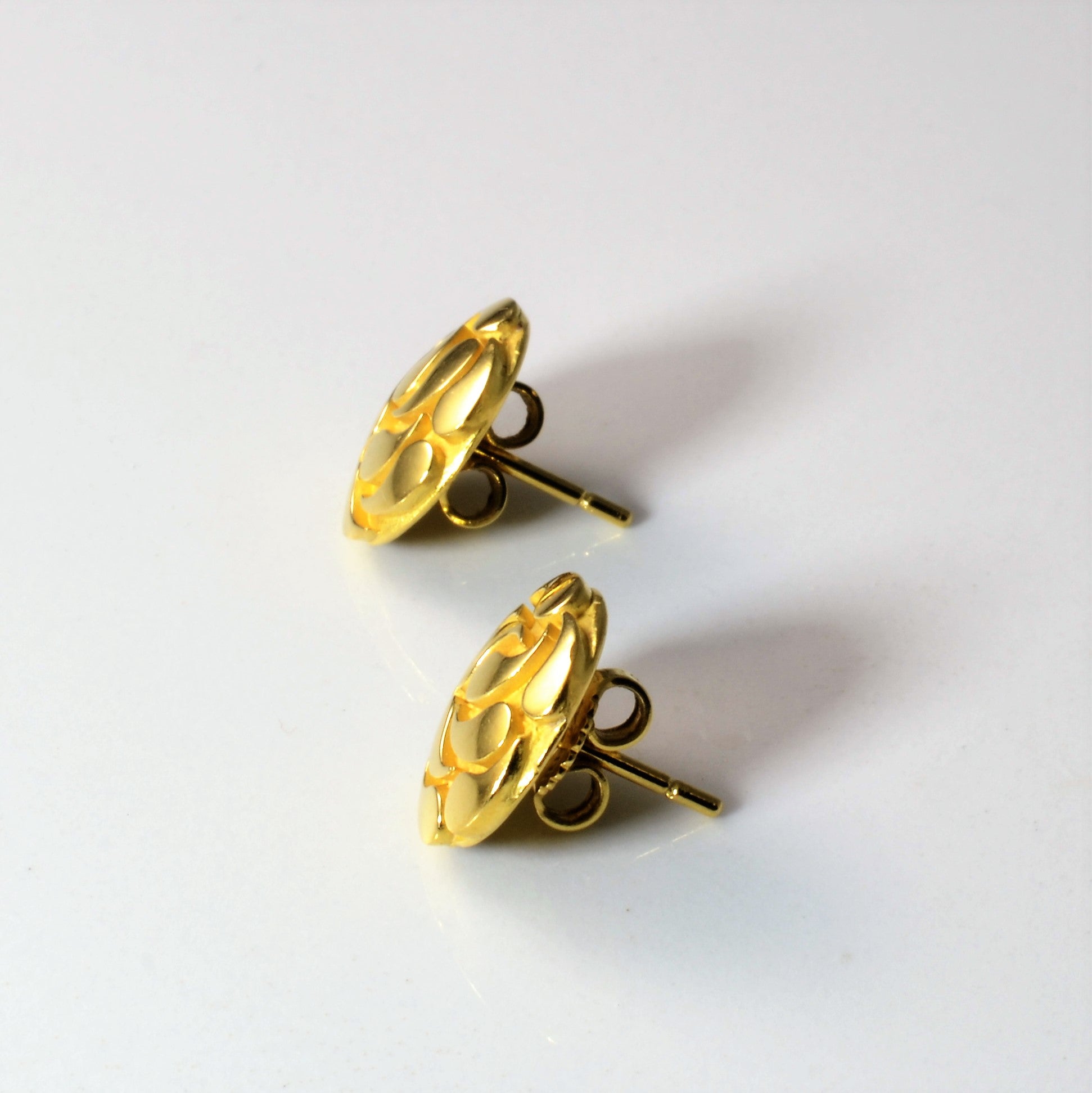 'Cavelti' Gold Button Stud Earrings |
