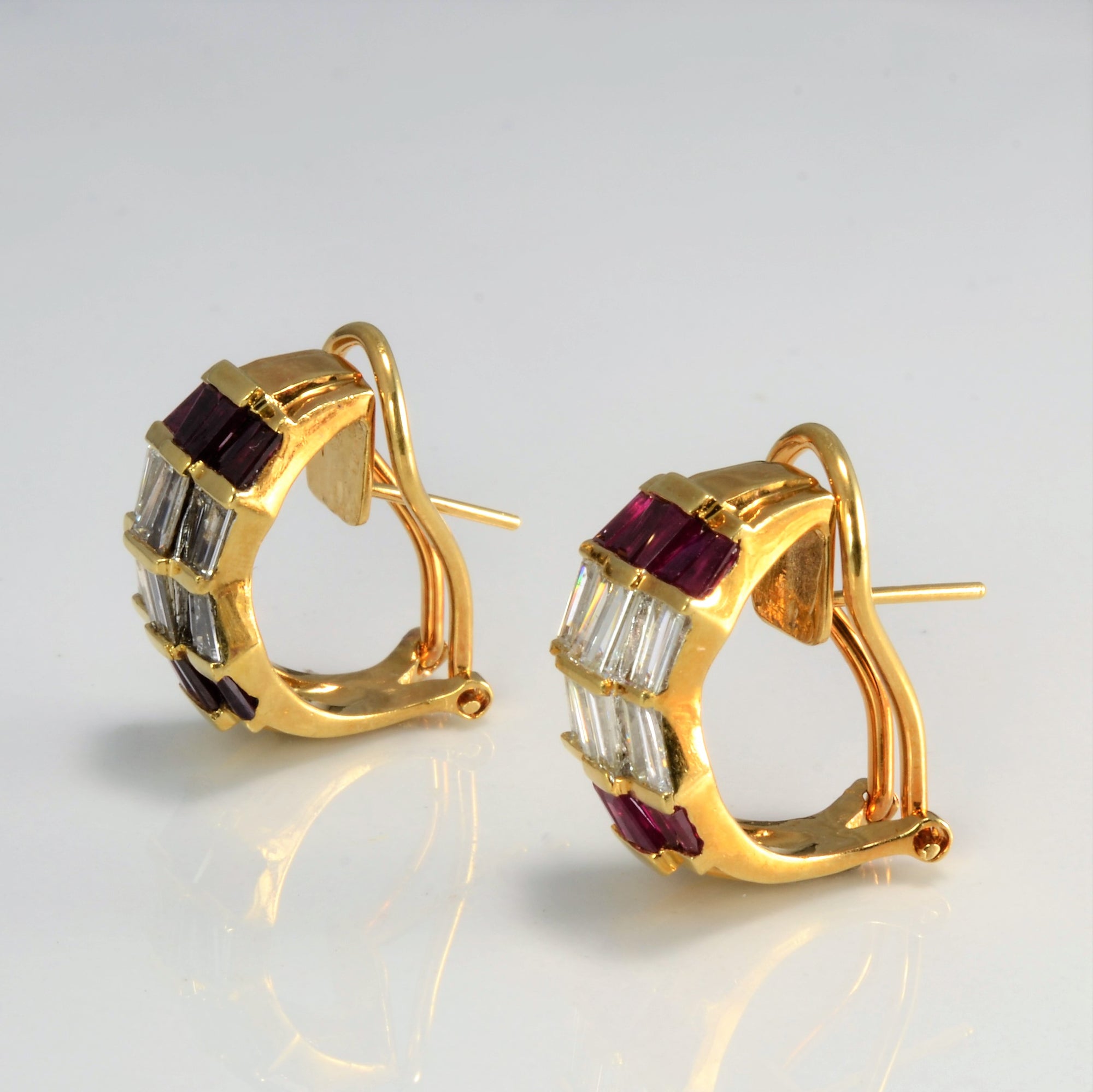 Diamond & Ruby Clip Huggie Earrings | 1.10 ctw |