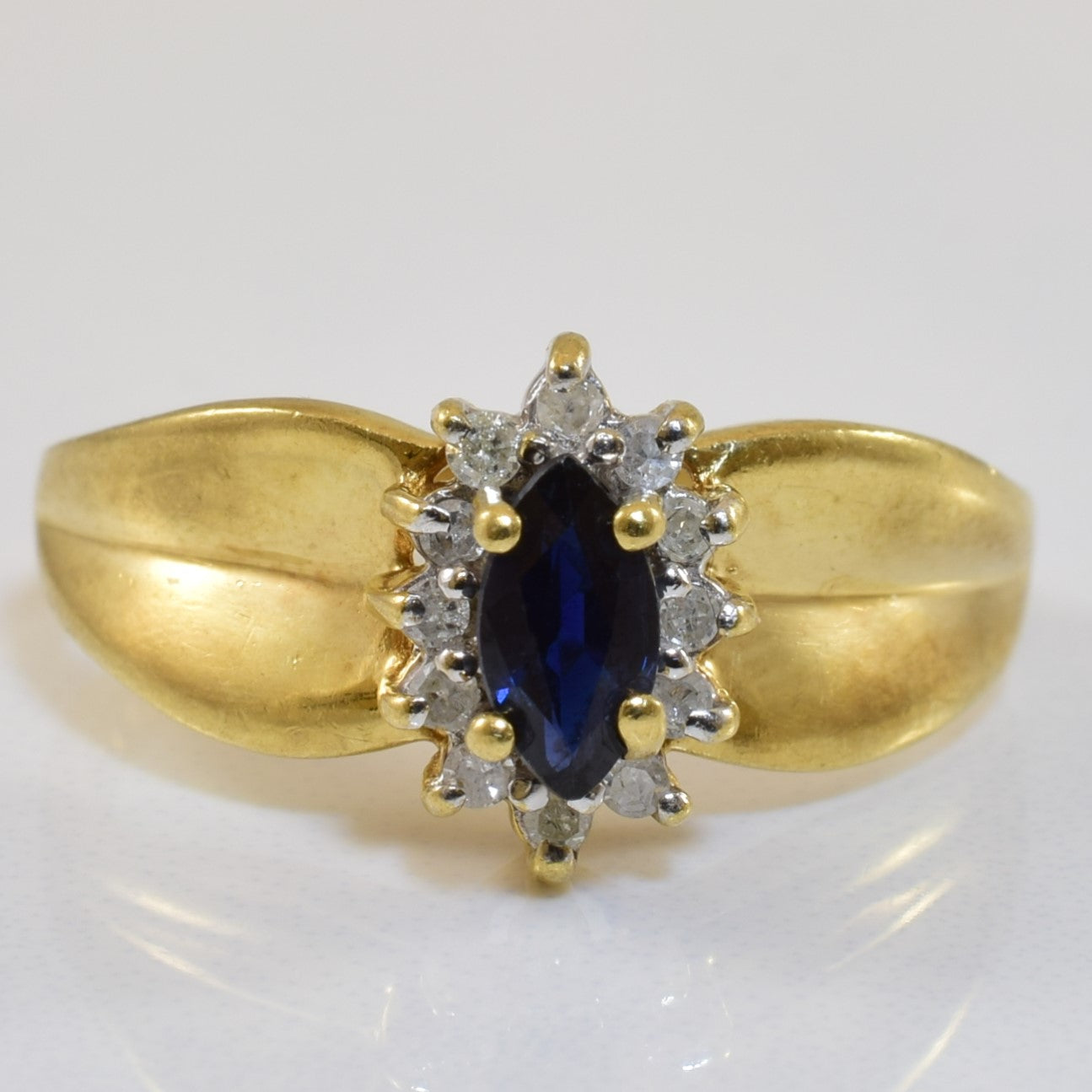 Blue Sapphire & Diamond Halo Ring | 0.27ct, 0.10ctw | SZ 5.5 |