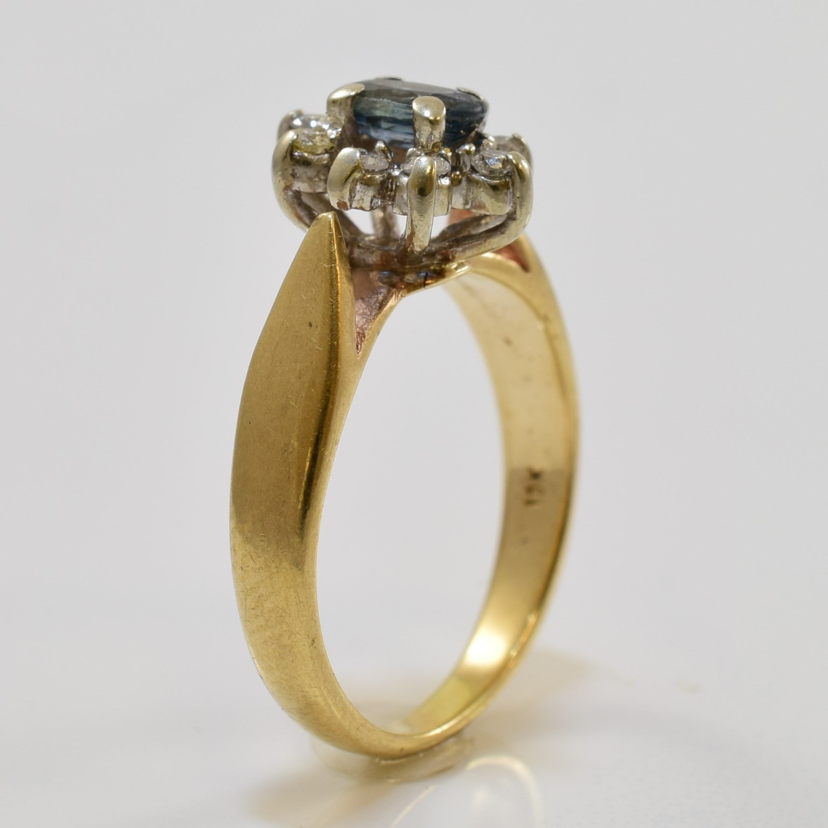Petite Sapphire & Diamond Halo Ring | 0.35ct, 0.12ctw | SZ 3.5 |