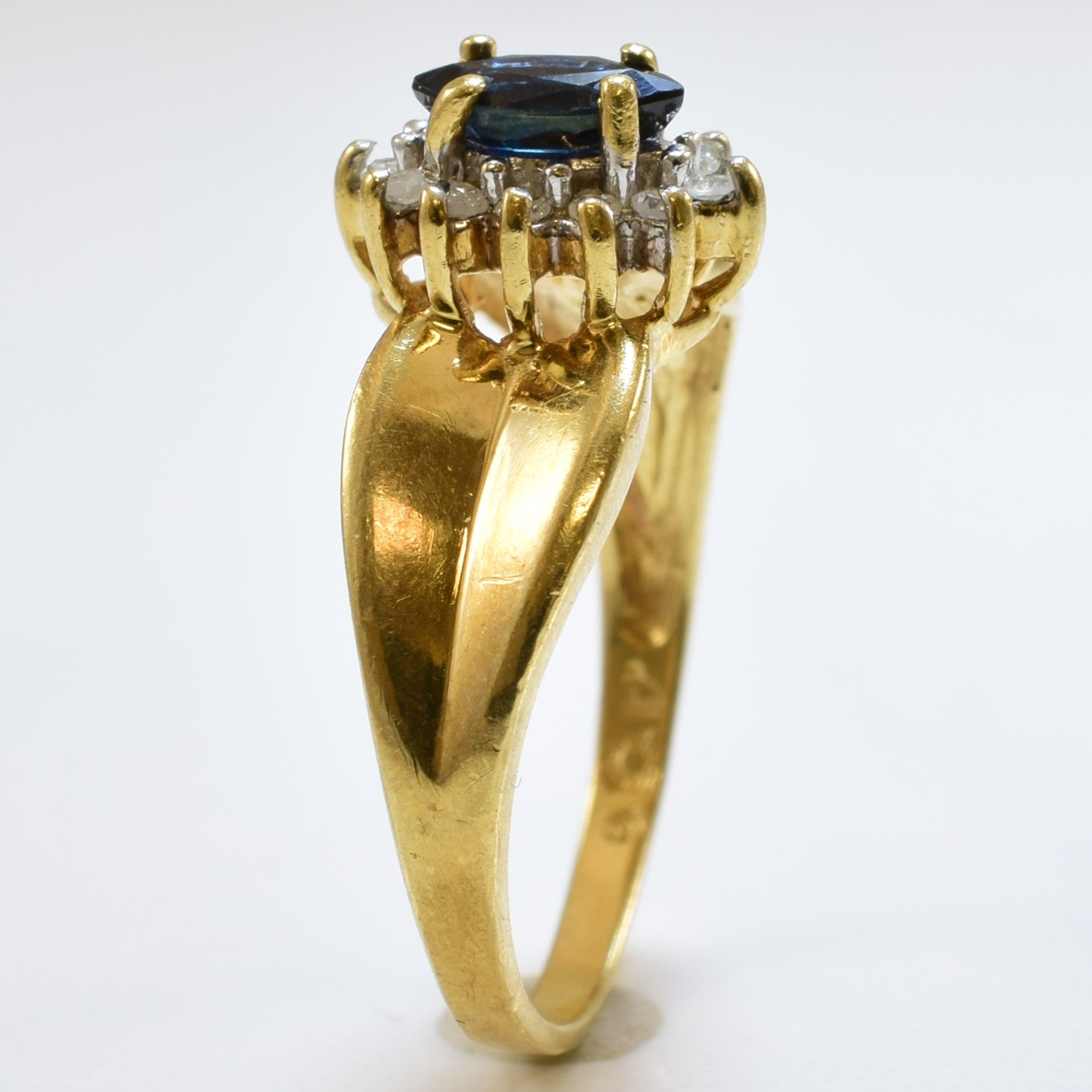 Blue Sapphire & Diamond Halo Ring | 0.27ct, 0.10ctw | SZ 5.5 |