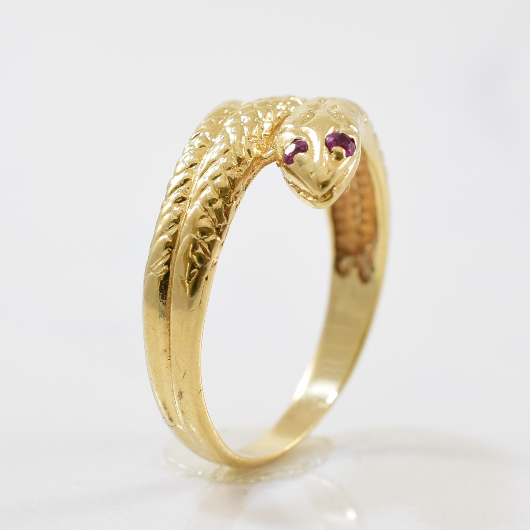 1960s Ruby Eyed Snake Ring | 0.04 ctw | SZ 6.75 |