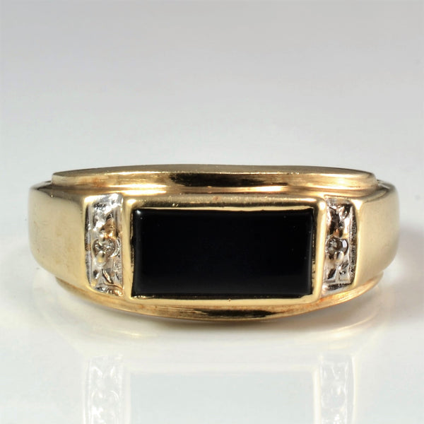 Bezel Set Onyx & Diamond Ring | 0.01 ctw, SZ 10 |