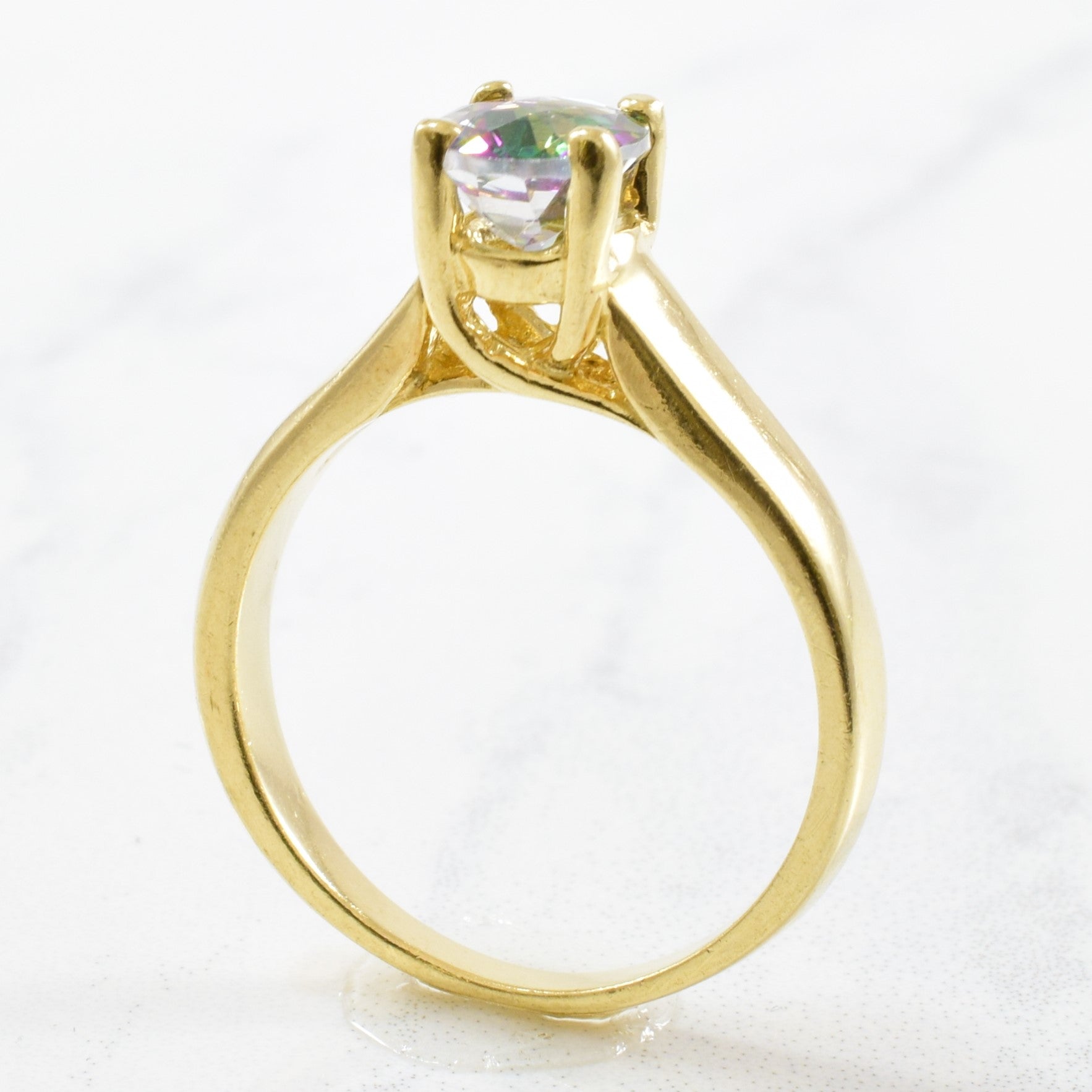Oval Mystic Topaz Solitaire Ring | 1.35ct | SZ 7 |