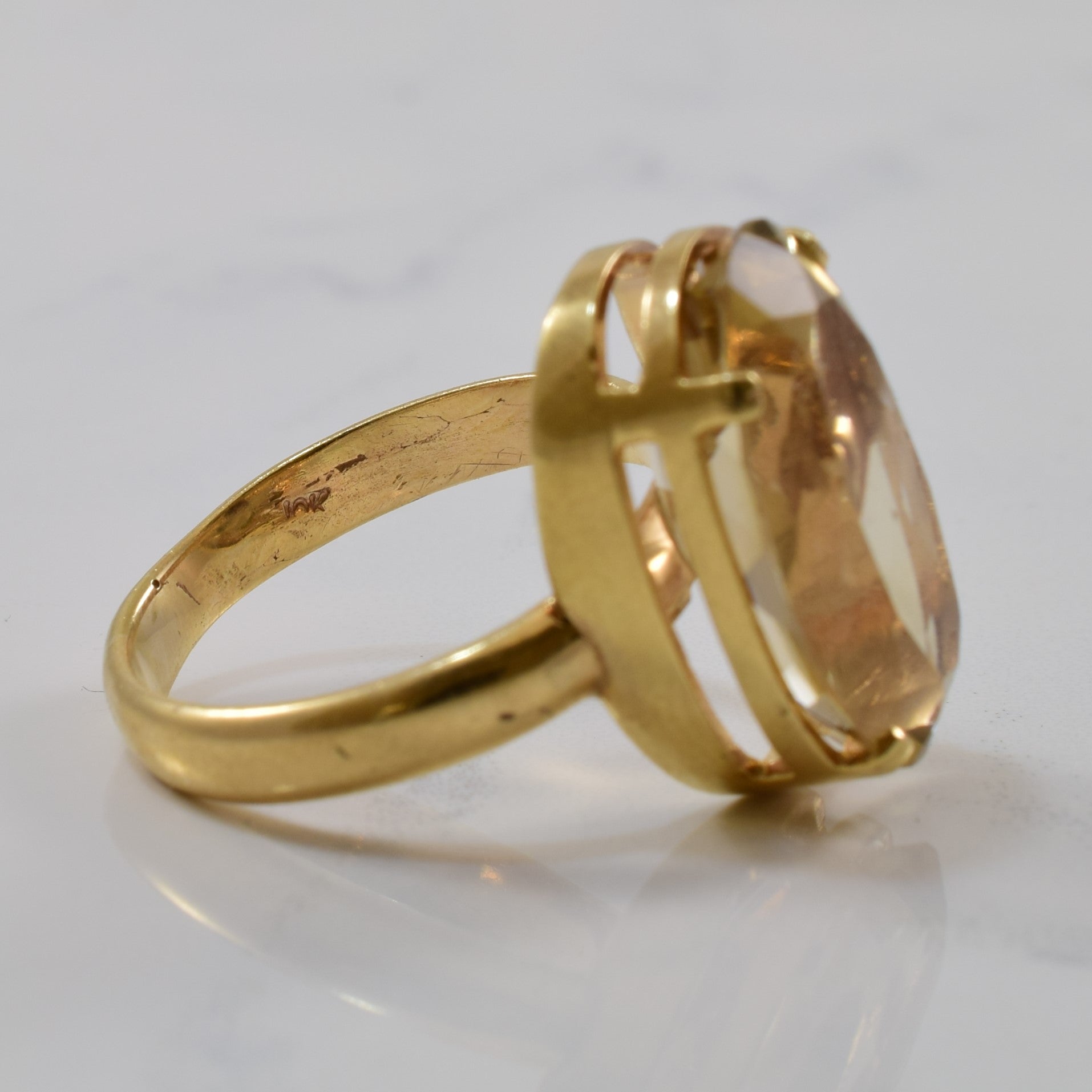 Oval Citrine Cocktail Ring | 11.80ct | SZ 10 |