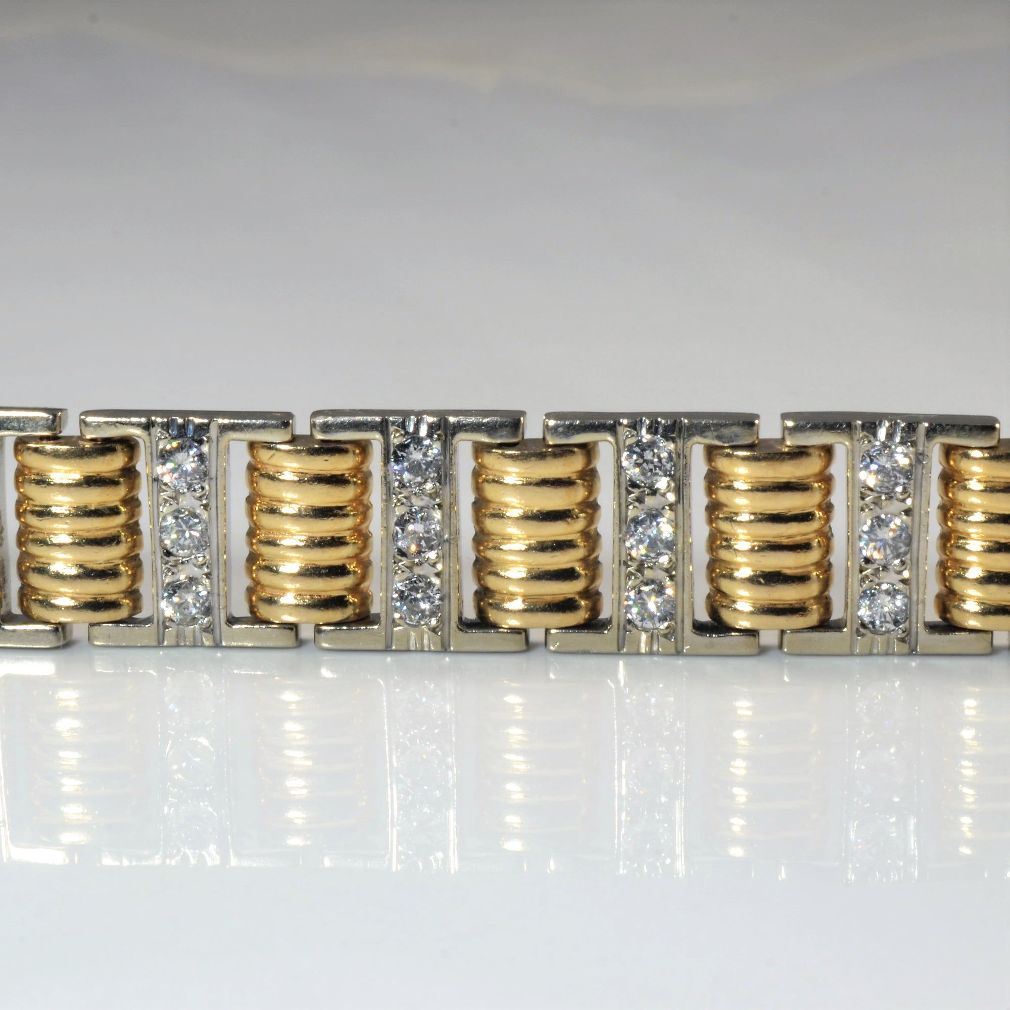 Gypsy Set Diamond Two Tone Bracelet | 3.36ctw | 8