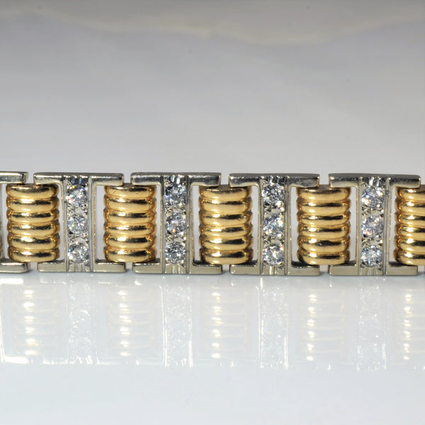 Gypsy Set Diamond Two Tone Bracelet | 3.36ctw | 8