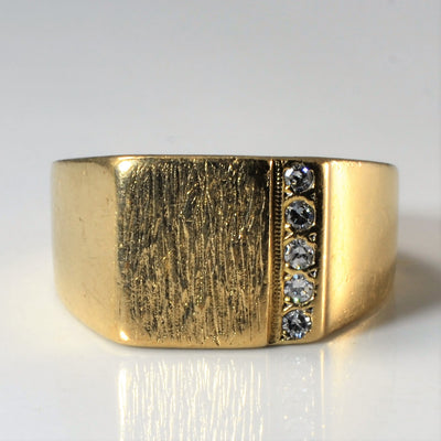 Brushed Gold Diamond Signet Ring | 0.10ctw | SZ 9.75 |