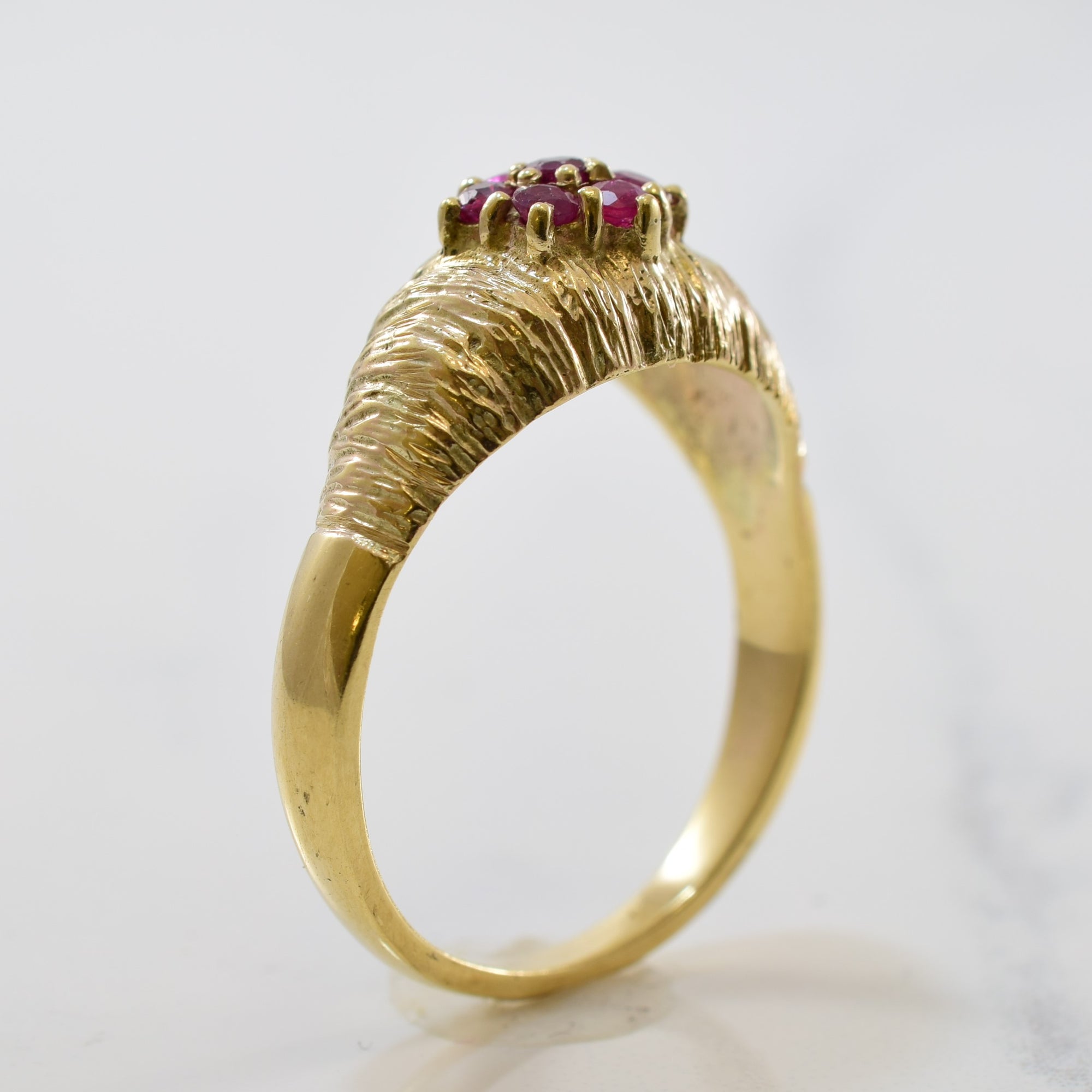 Floral Ruby Cluster Ring | 0.35ctw | SZ 10.5 |