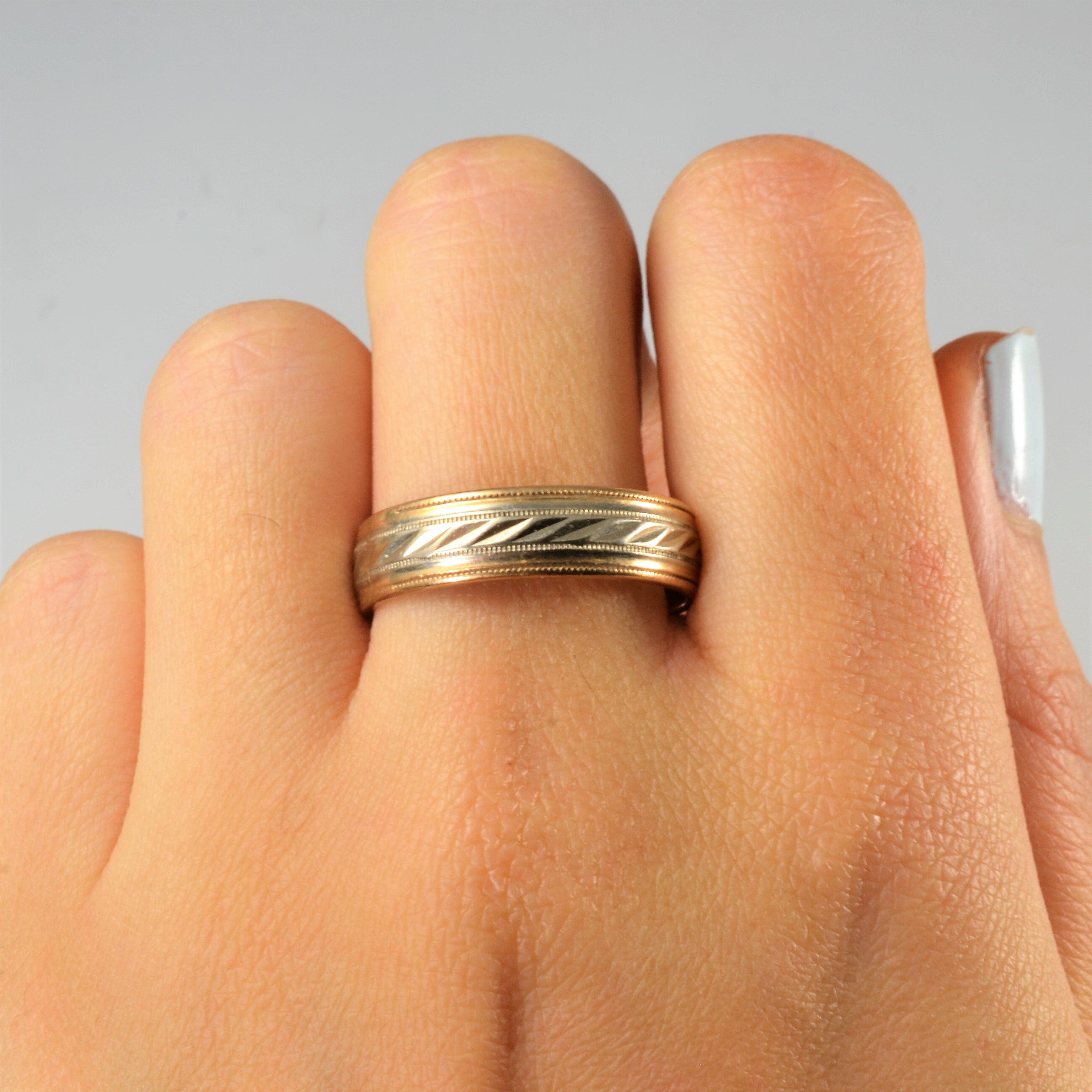 Two Tone Gold Textured Band | SZ 10 |