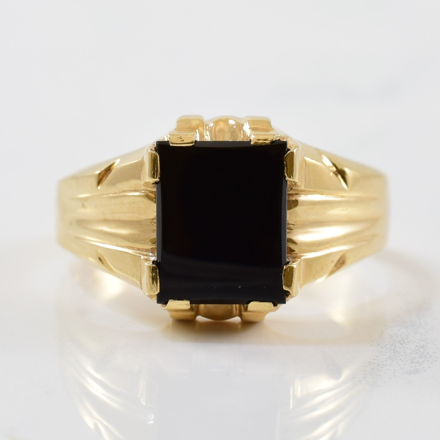 Black Onyx Cabochon Ring | 2.00ct | SZ 9.75 |