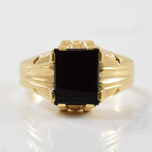 Black Onyx Cabochon Ring | 2.00ct | SZ 9.75 |