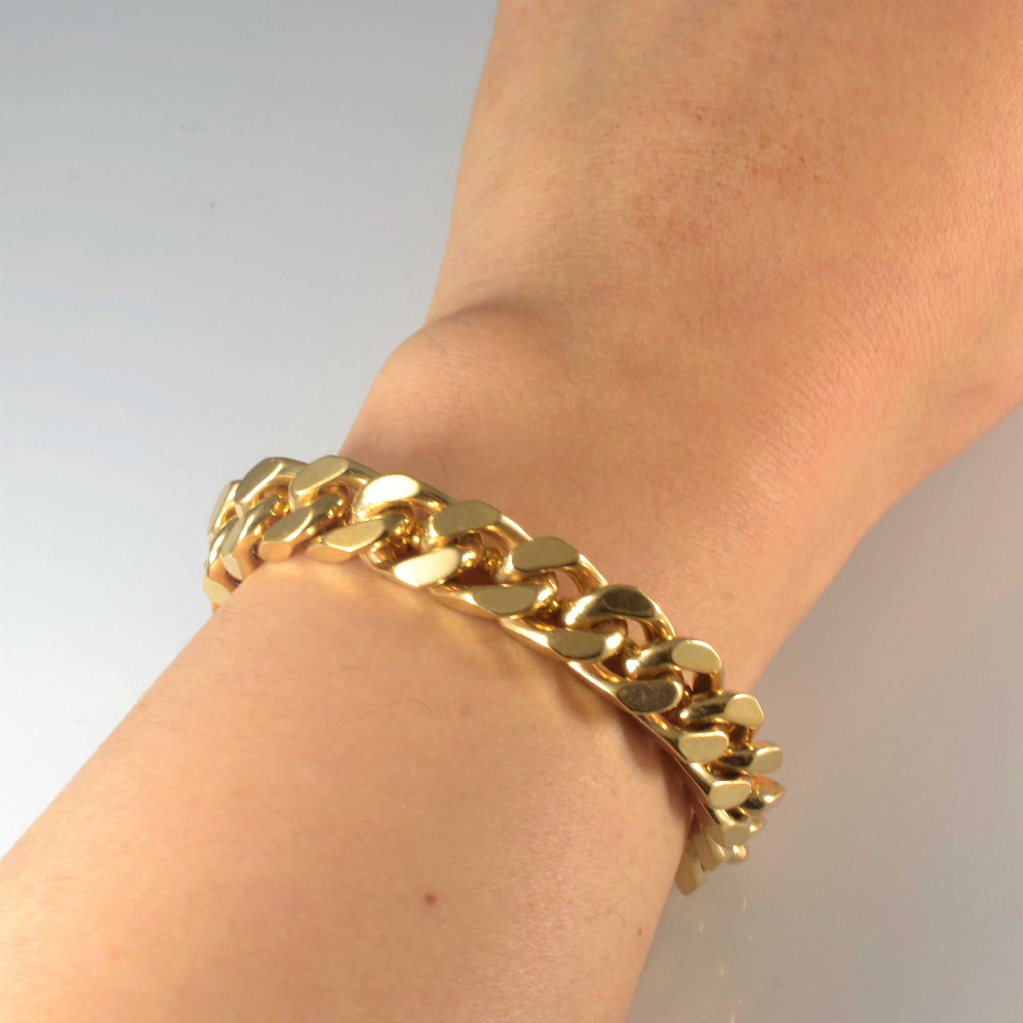 18k Yellow Gold Cuban Chain Bracelet | 9
