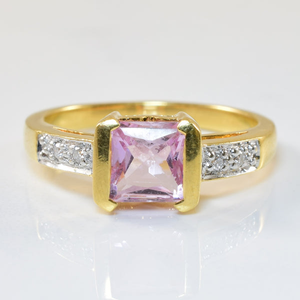 Pink Topaz & Diamond Ring | 1.30ct, 0.04ctw | SZ 6.5 |