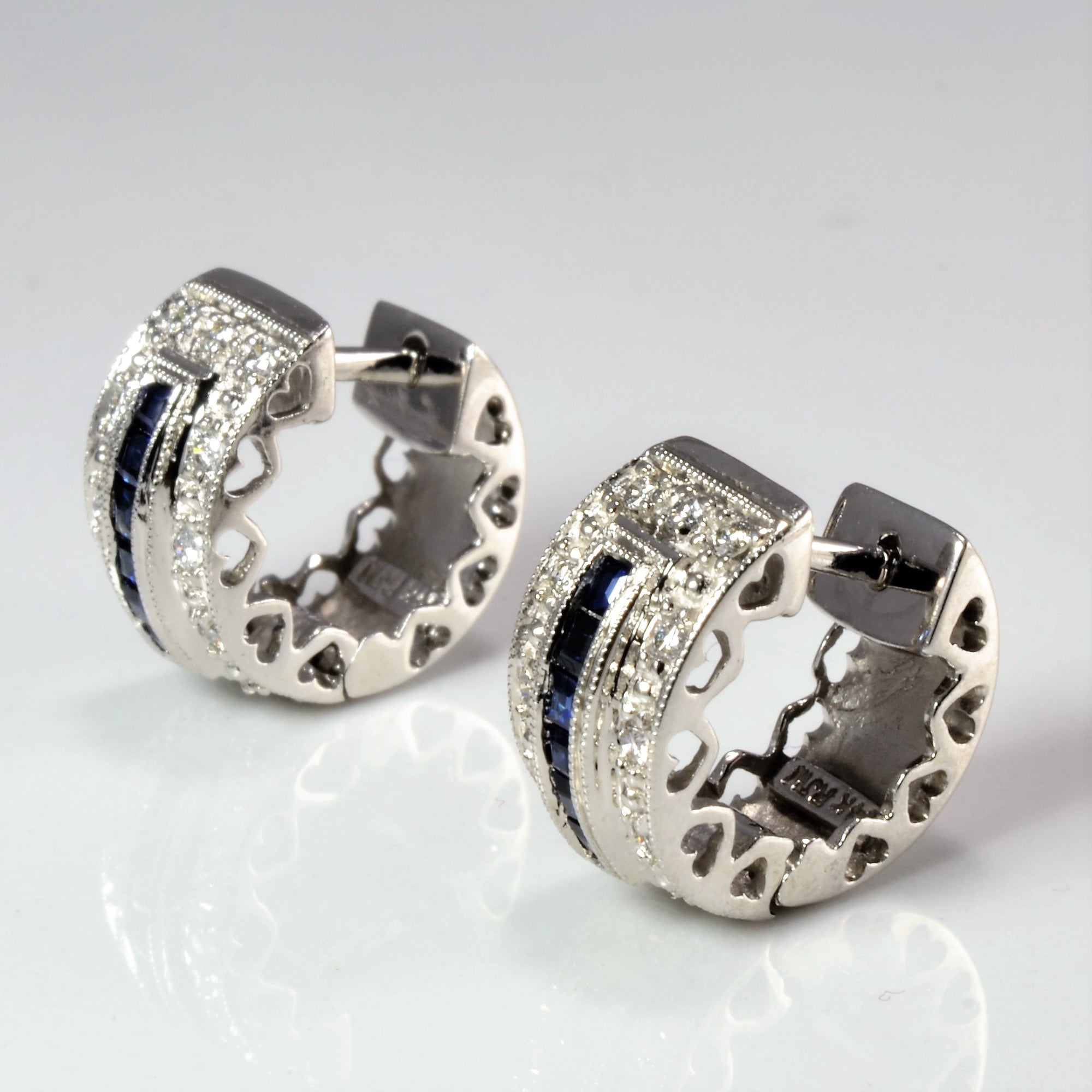 Channel Sapphire & Diamond Huggie Earrings | 0.24 ctw |