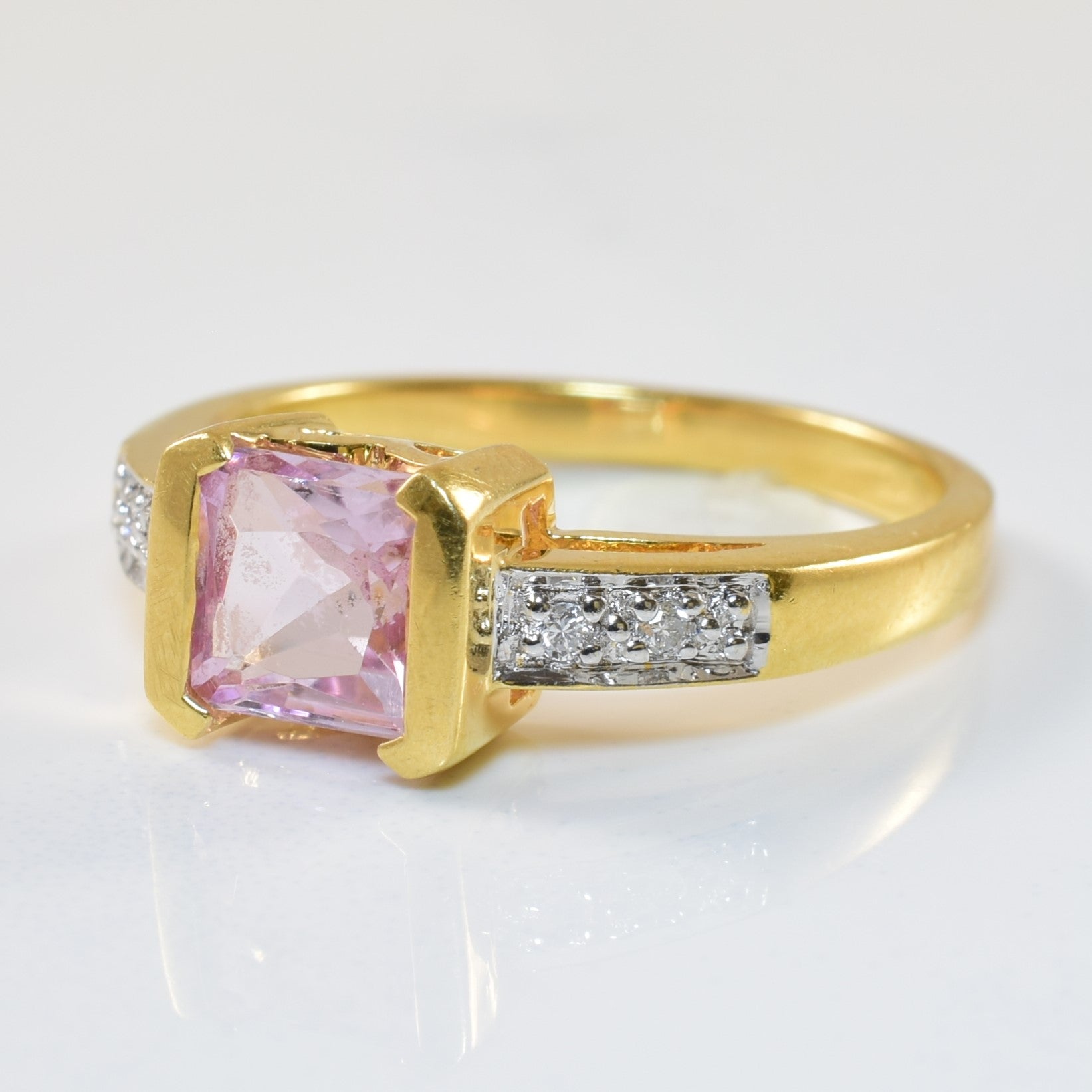 Pink Topaz & Diamond Ring | 1.30ct, 0.04ctw | SZ 6.5 |