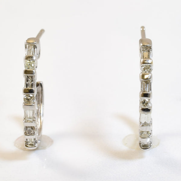Mixed Cut Diamond Hoop Earrings | 0.20ctw |