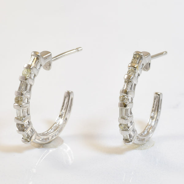Mixed Cut Diamond Hoop Earrings | 0.20ctw |