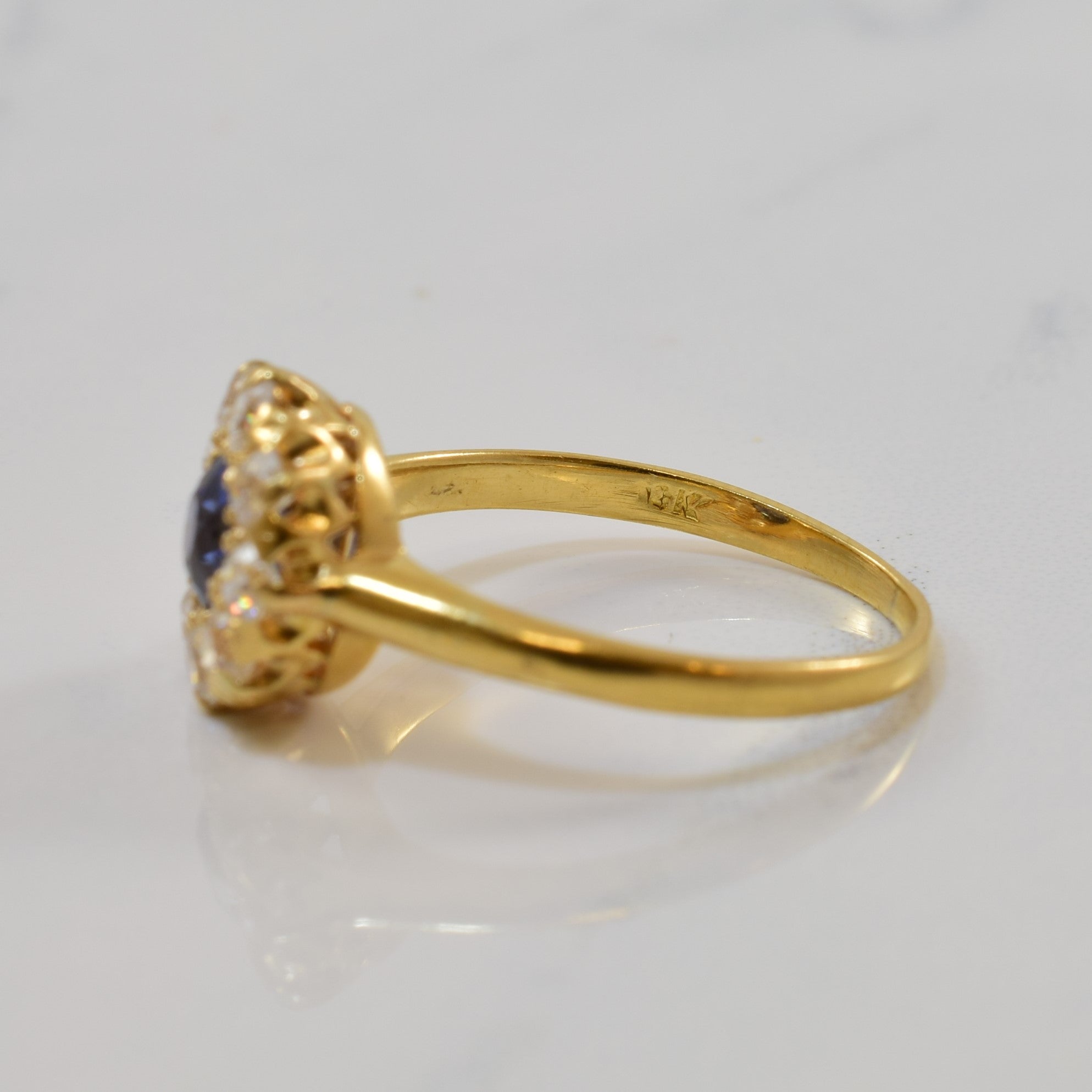 Edwardian Blue Sapphire & Diamond Halo Ring | 0.50ct, 0.40ctw | SZ 5 |