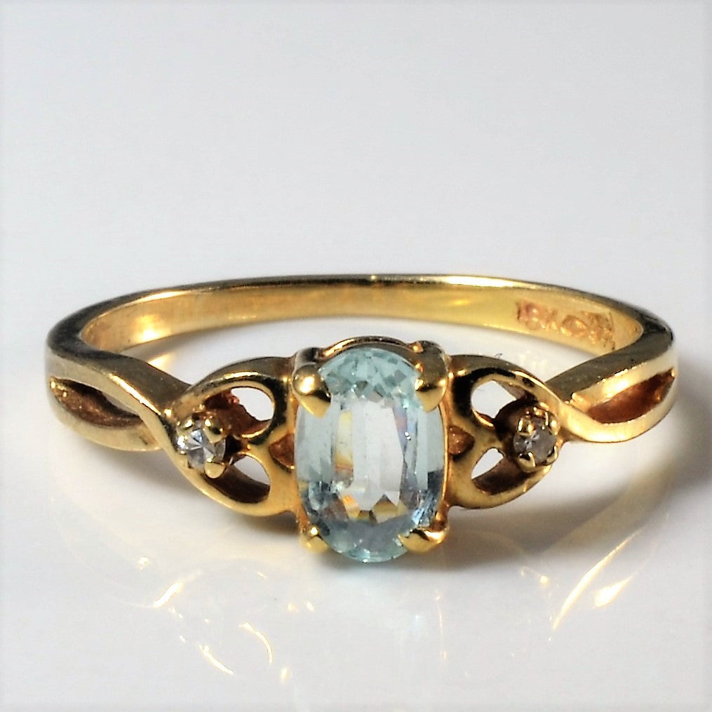 Three Stone Aquamarine & Diamond Ring | 0.28ct, 0.02ctw | SZ 5 |