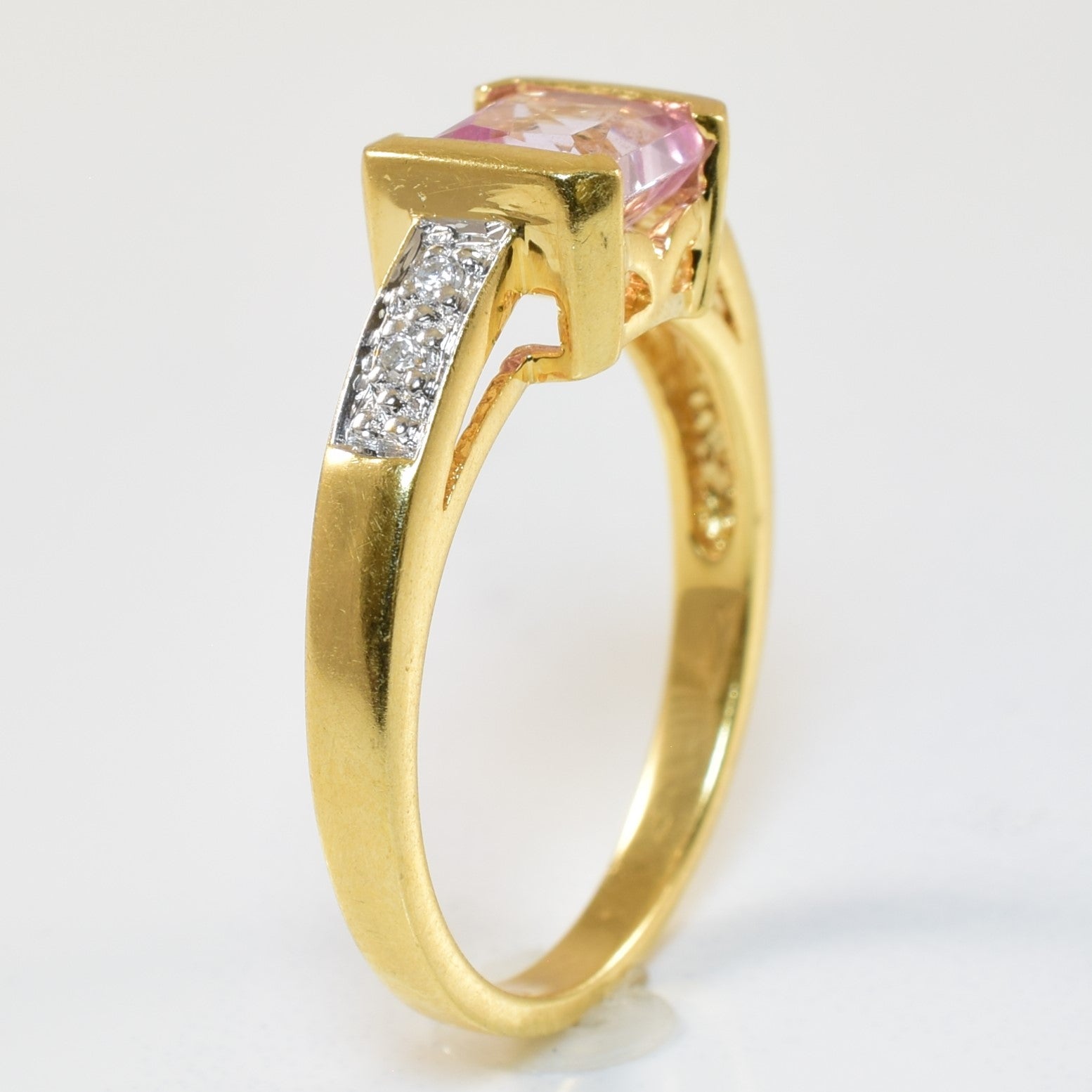 Pink Topaz & Diamond Ring | 1.30ct, 0.04ctw | SZ 6.5 |