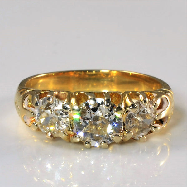 Early 1900s Three Stone Diamond Ring | 1.45ctw | SZ 6 |