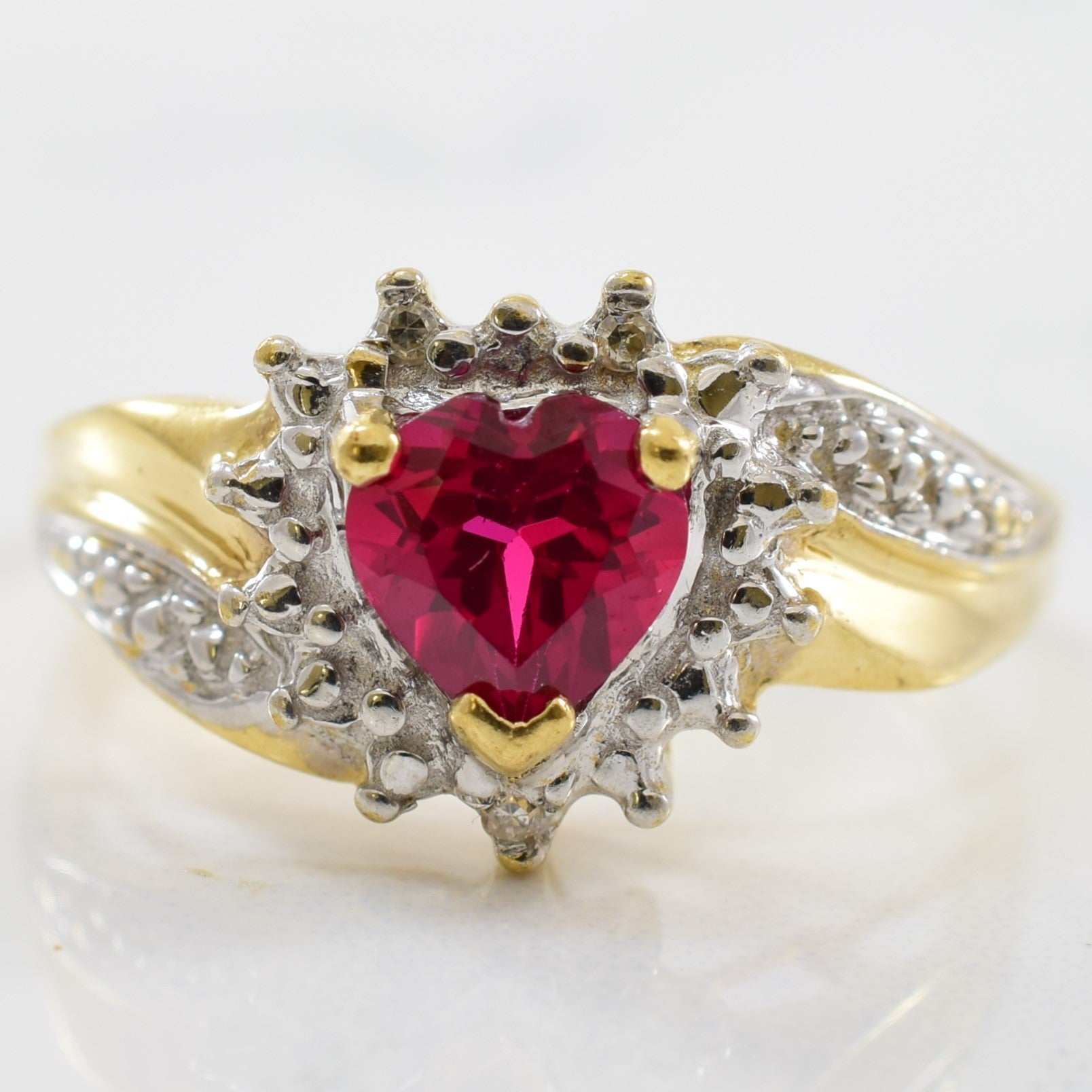 Diamond & Lab Created Ruby Ring | 0.01 ctw, 1.00 ct | SZ 7.25 |