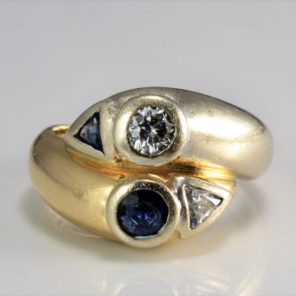 Bezel Set Diamond & Sapphire Bypass Ring | 0.35 ctw, SZ 6.75 |