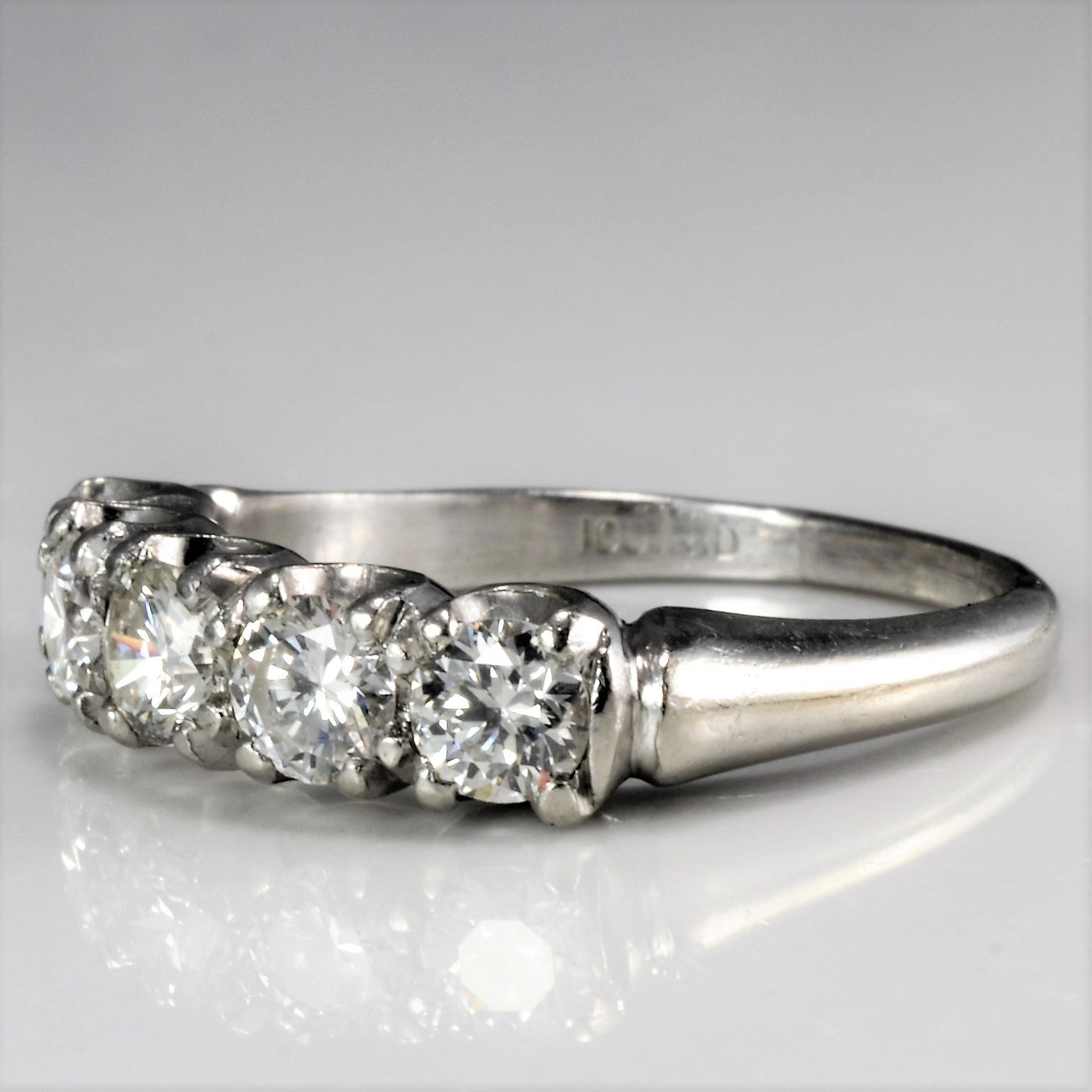 Five Stone Diamond Iridium Wedding Ring | 0.90 ctw, SZ 5.75 |
