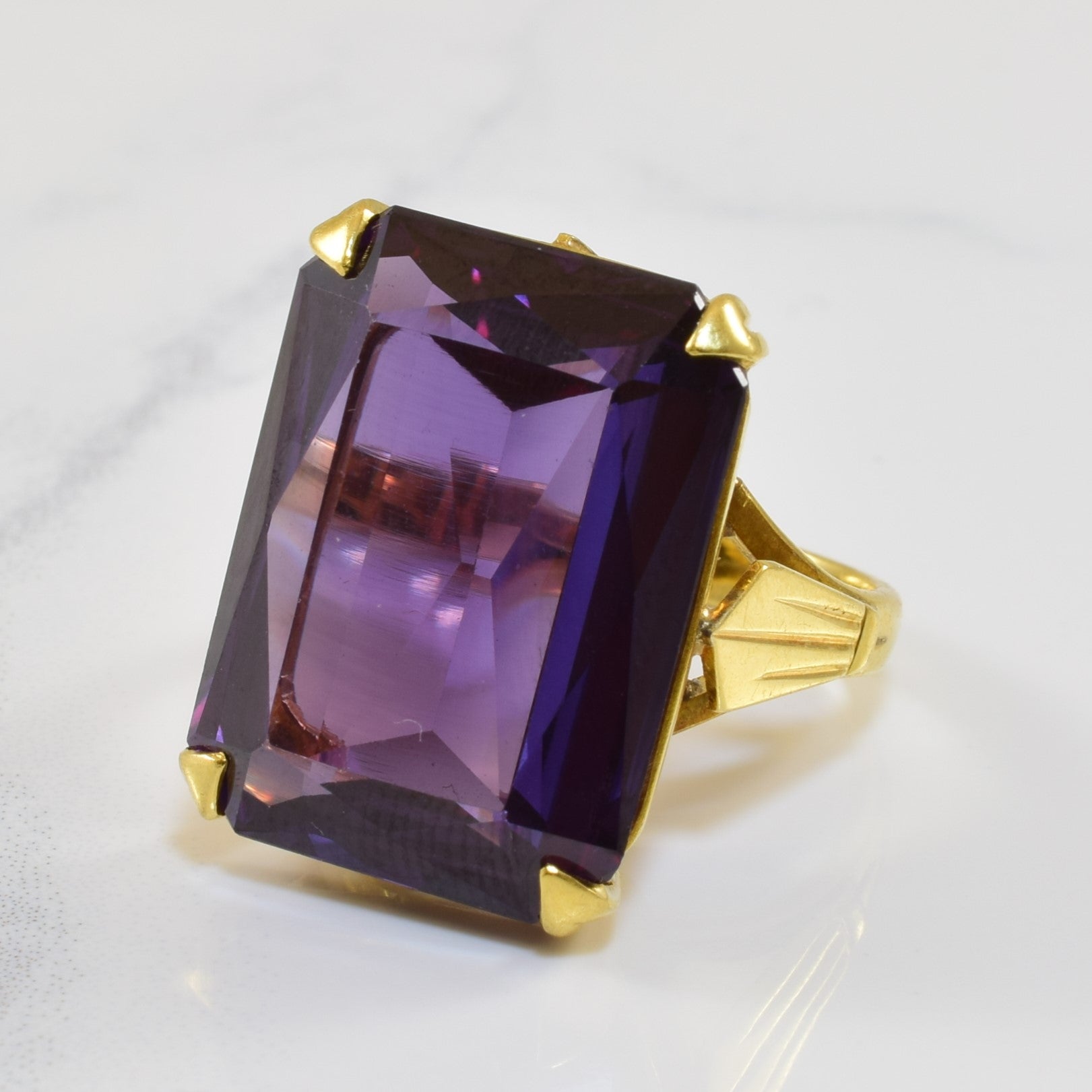 Synthetic Purple Sapphire Cocktail Ring | 26.00ctw | SZ 7.25 |