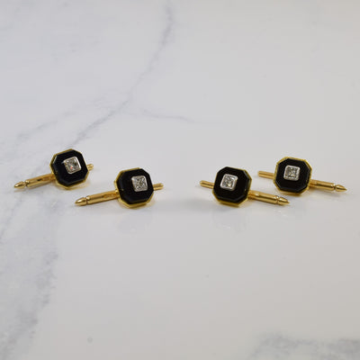 Onyx & Diamond Shirt Studs | 12.00ctw, 0.60ctw |