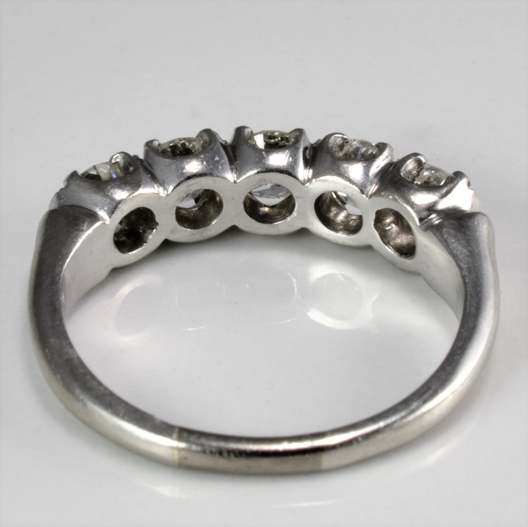 Five Stone Diamond Iridium Wedding Ring | 0.90 ctw, SZ 5.75 |