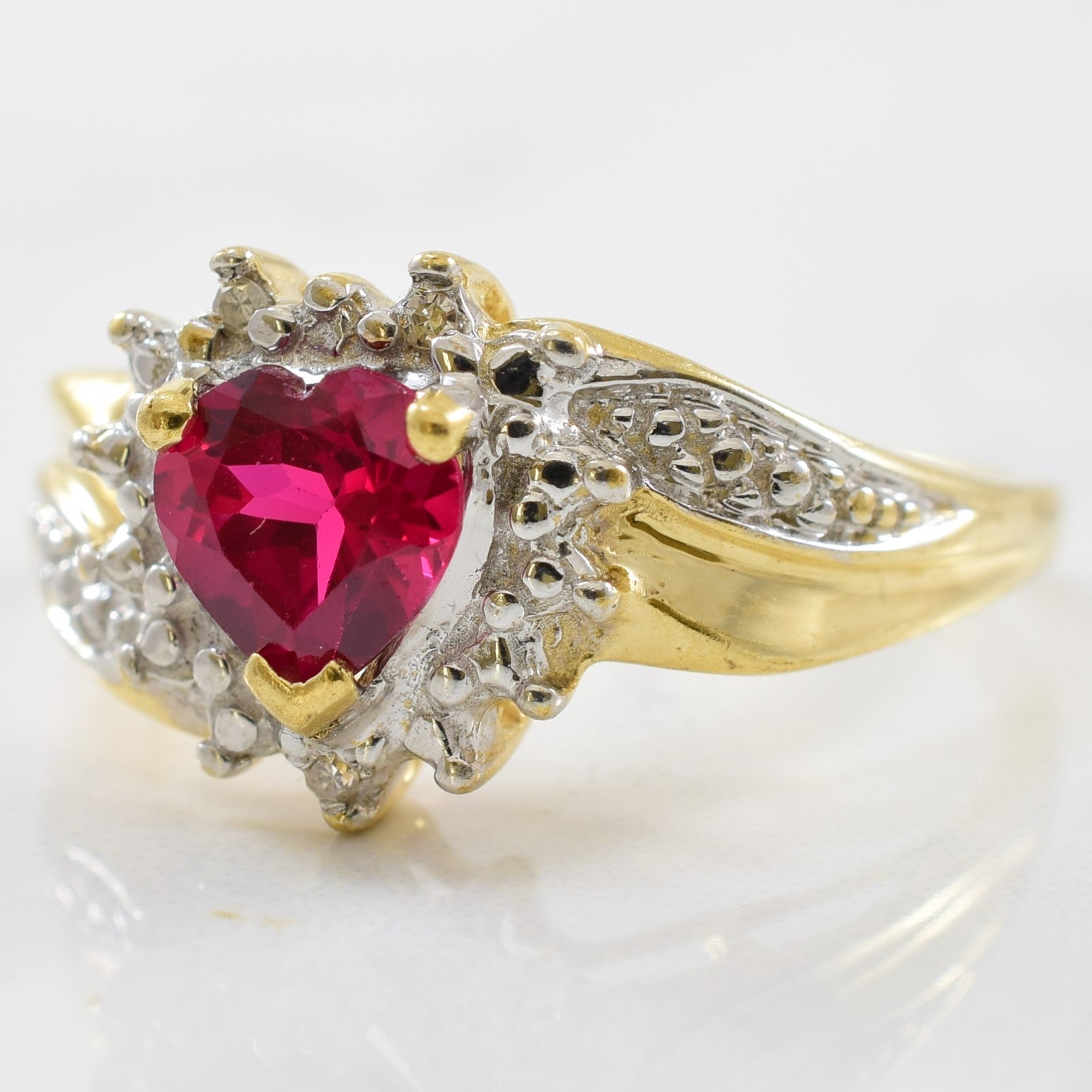 Diamond & Lab Created Ruby Ring | 0.01 ctw, 1.00 ct | SZ 7.25 |