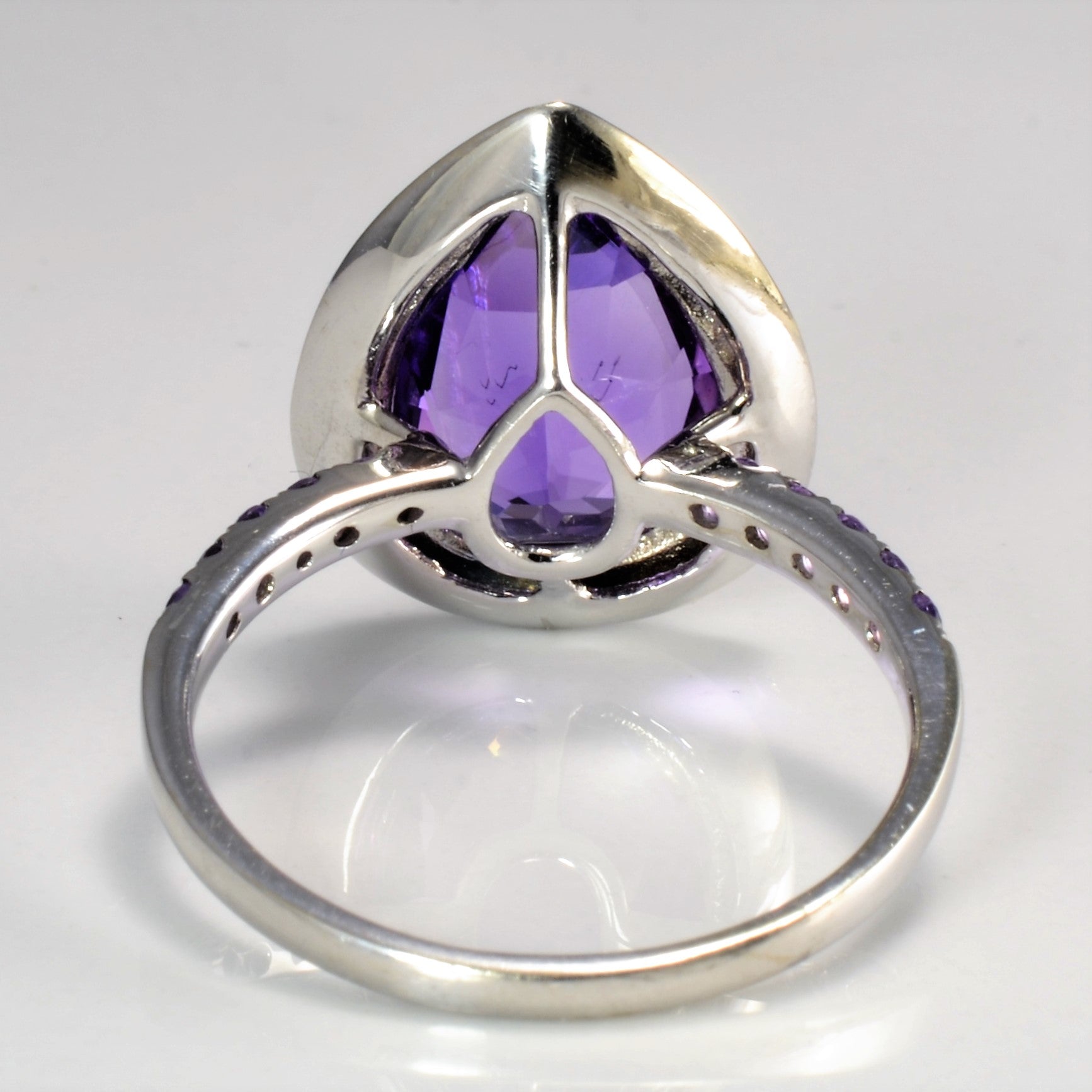 Bezel Set Amethyst & Diamond Ring | 0.06 ctw Diamond & 4.25 ct Amethyst, SZ 9 |