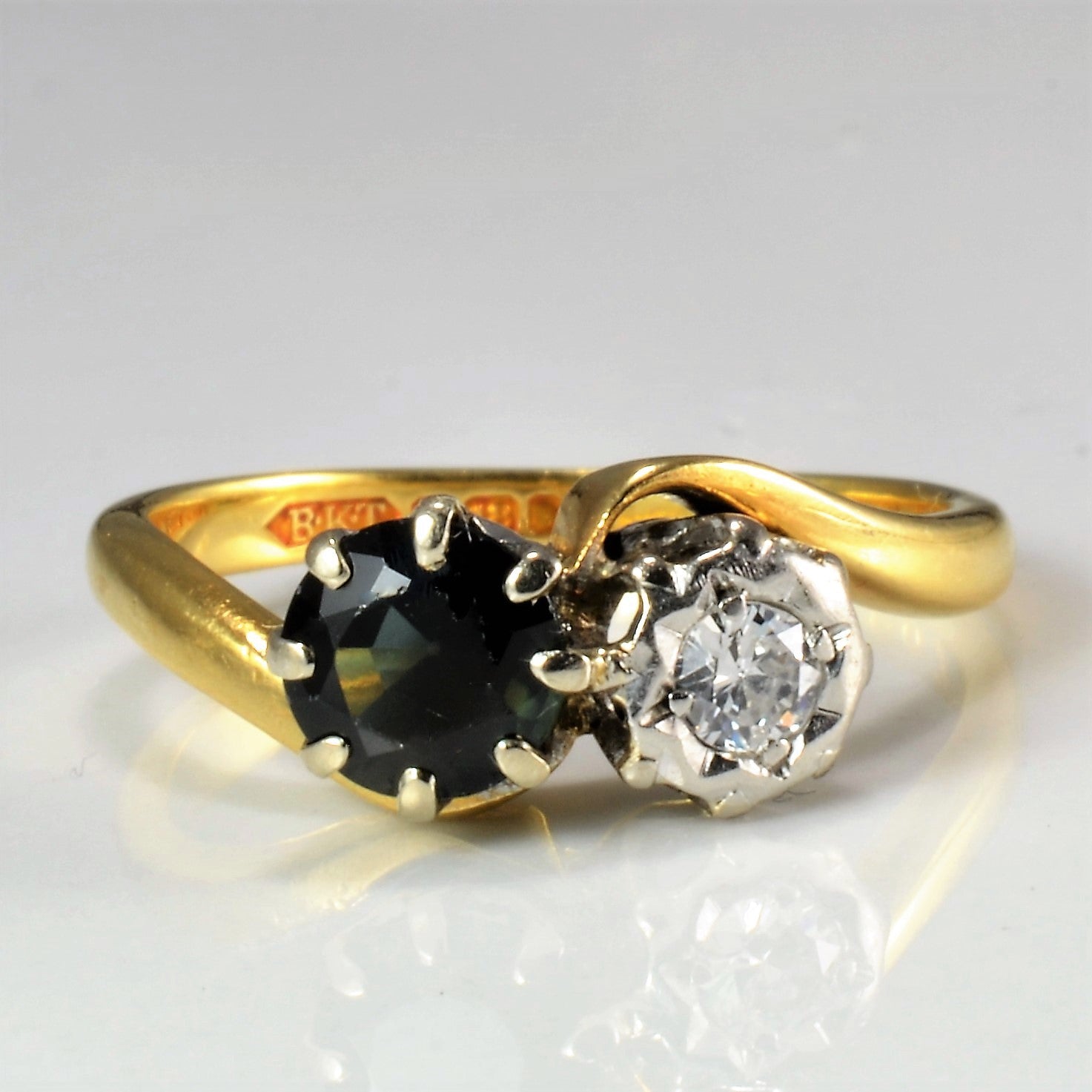 Victorian Era Bypass Sapphire & Diamond Ring | 0.08 ct, SZ 4.75 |