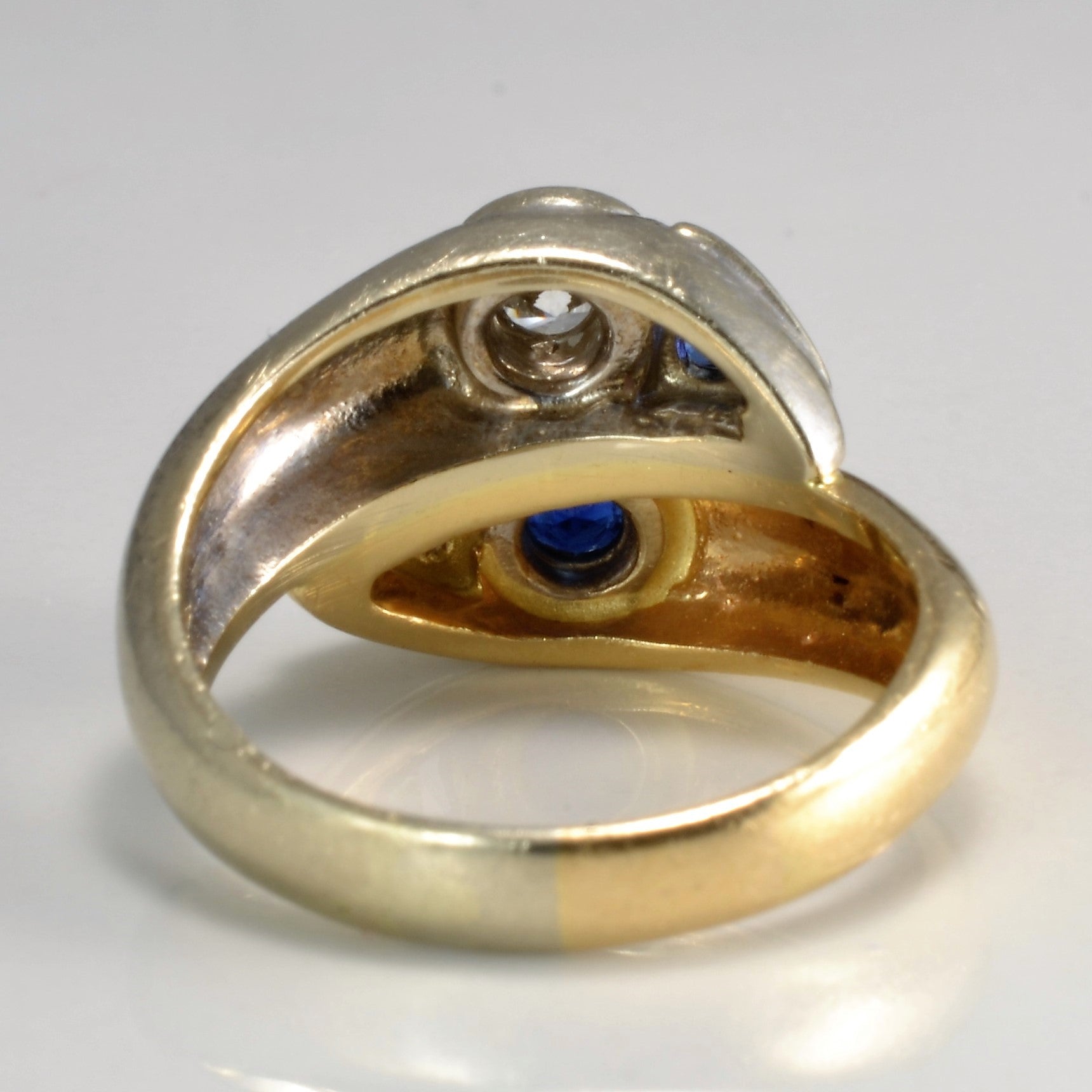 Bezel Set Diamond & Sapphire Bypass Ring | 0.35 ctw, SZ 6.75 |