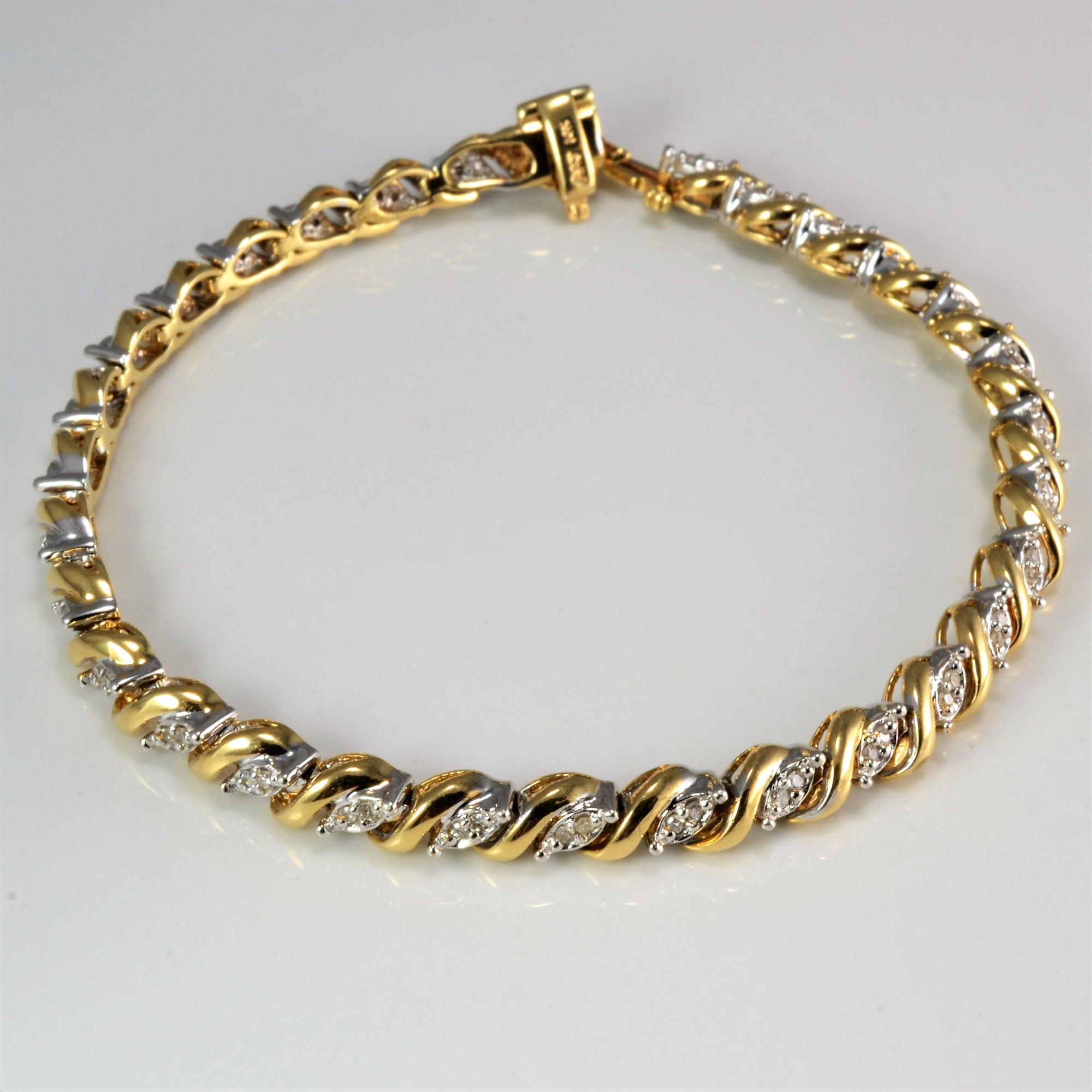 Two- Tone Gold Diamond Tennis Chain Bracelet | 0.55 ctw, 7''|