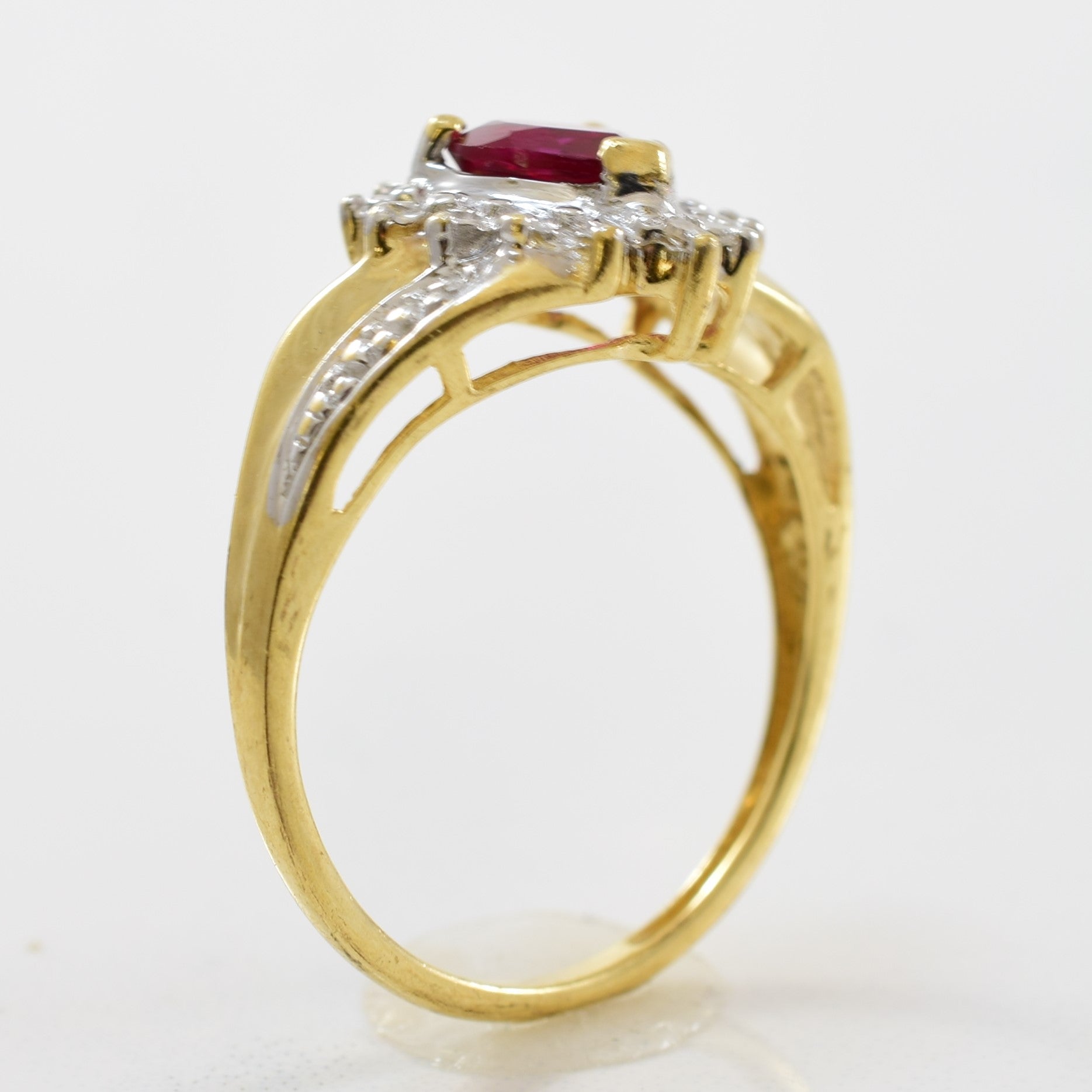 Diamond & Lab Created Ruby Ring | 0.01 ctw, 1.00 ct | SZ 7.25 |