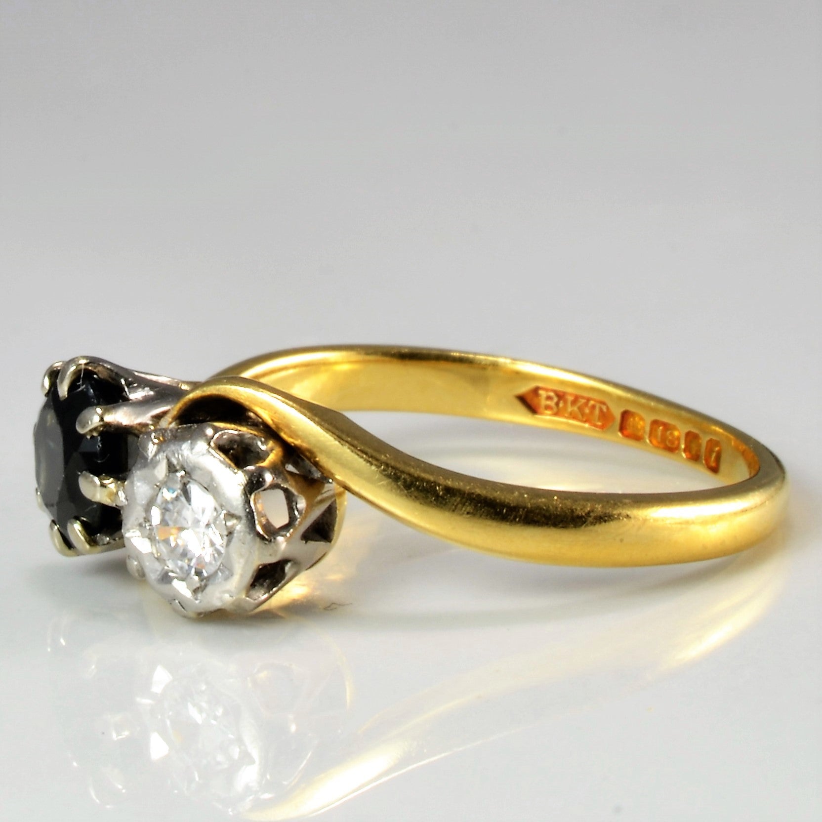 Victorian Era Bypass Sapphire & Diamond Ring | 0.08 ct, SZ 4.75 |