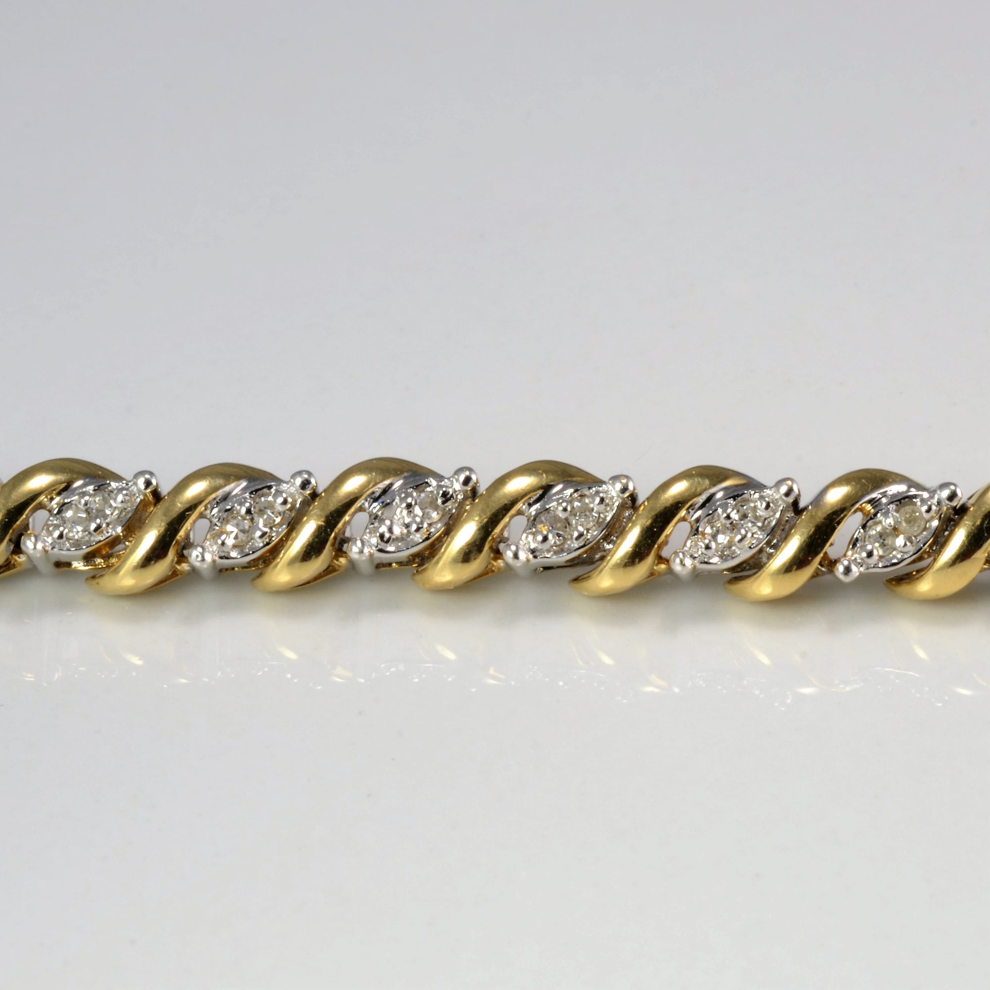 Two- Tone Gold Diamond Tennis Chain Bracelet | 0.55 ctw, 7''|