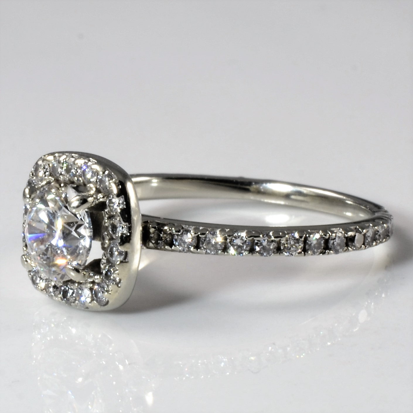 Classic Diamond Halo Engagement Ring | 1.31ctw | SZ 7.5 |