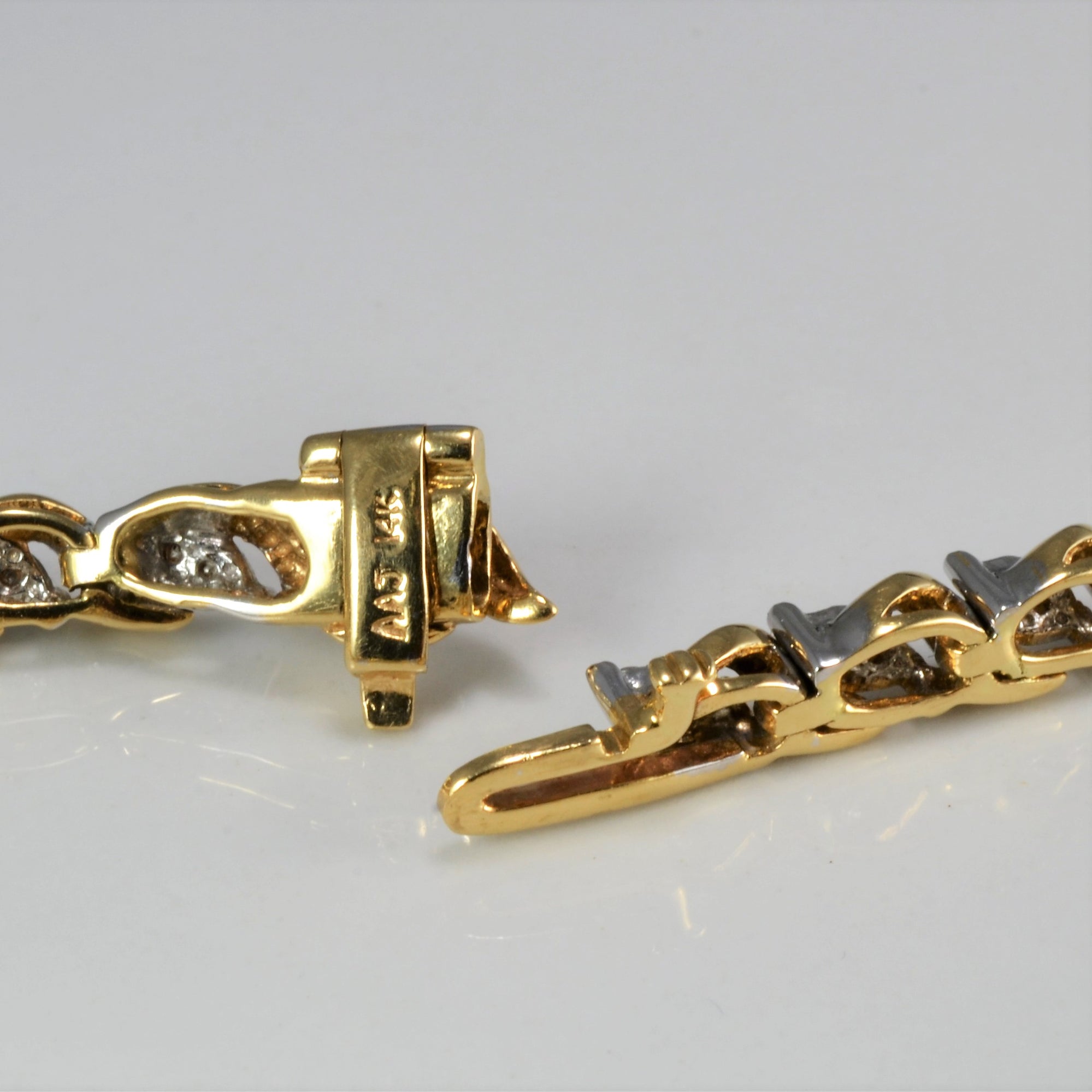 Two- Tone Gold Diamond Tennis Chain Bracelet | 0.55 ctw, 7''|