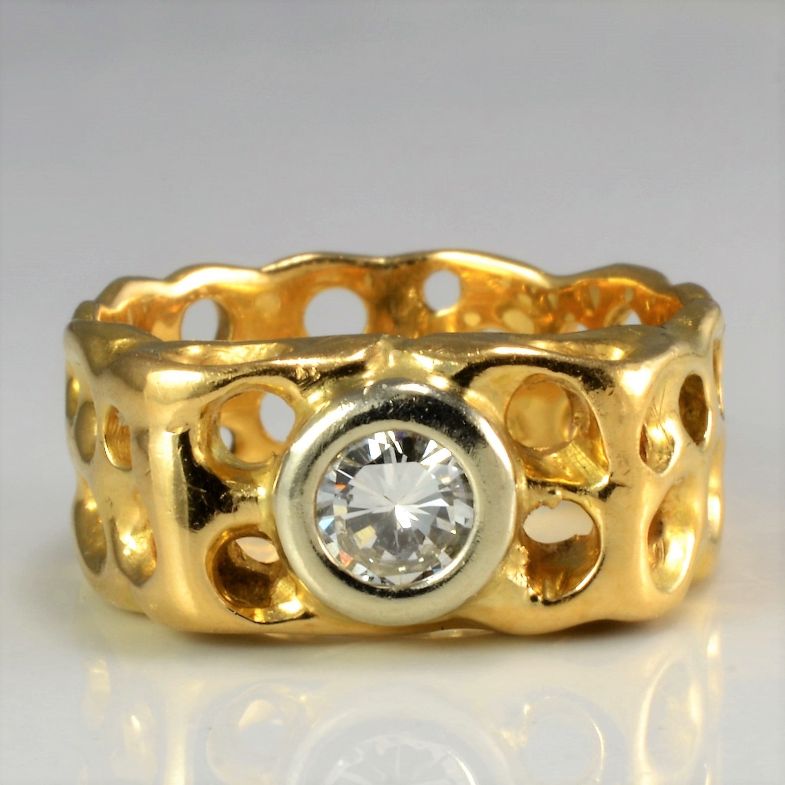 Textured Bezel Diamond Wide Ring | 0.40 ct, SZ 6.75 |