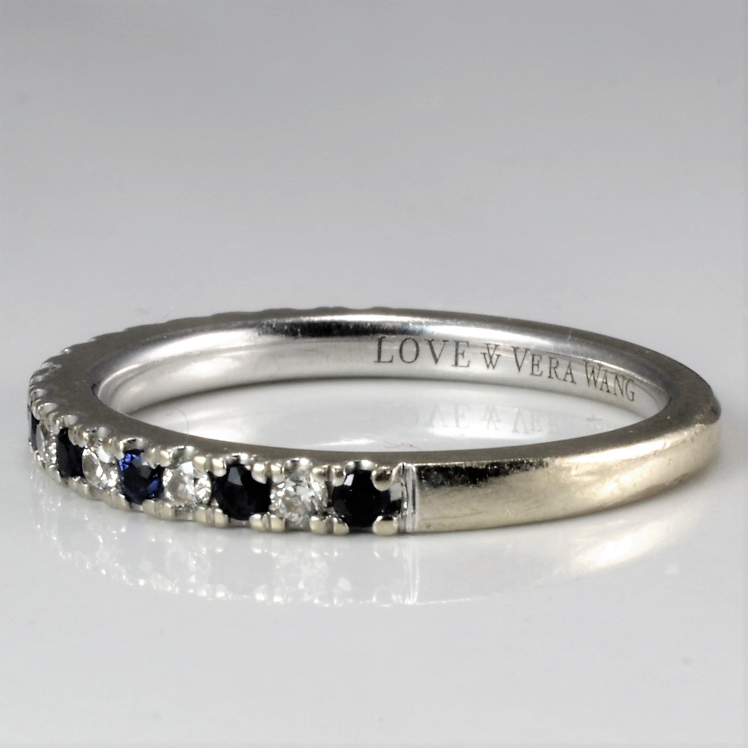 Diamond & Sapphire Semi Eternity Band | 0.14 ctw, SZ 6.5 |