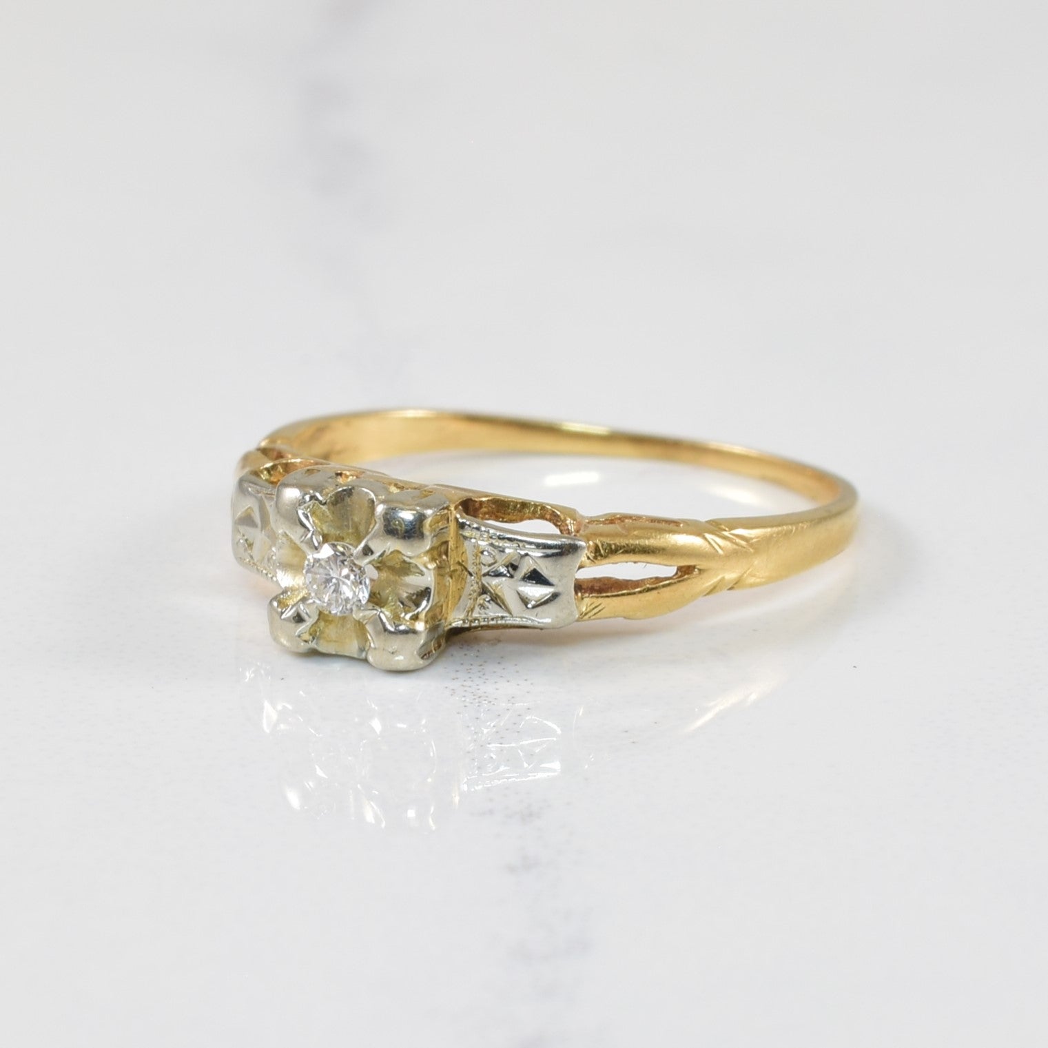 Solitaire Diamond Vintage Ring | 0.03ct | SZ 5 |