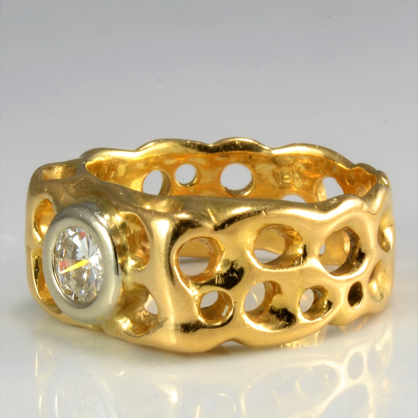 Textured Bezel Diamond Wide Ring | 0.40 ct, SZ 6.75 |