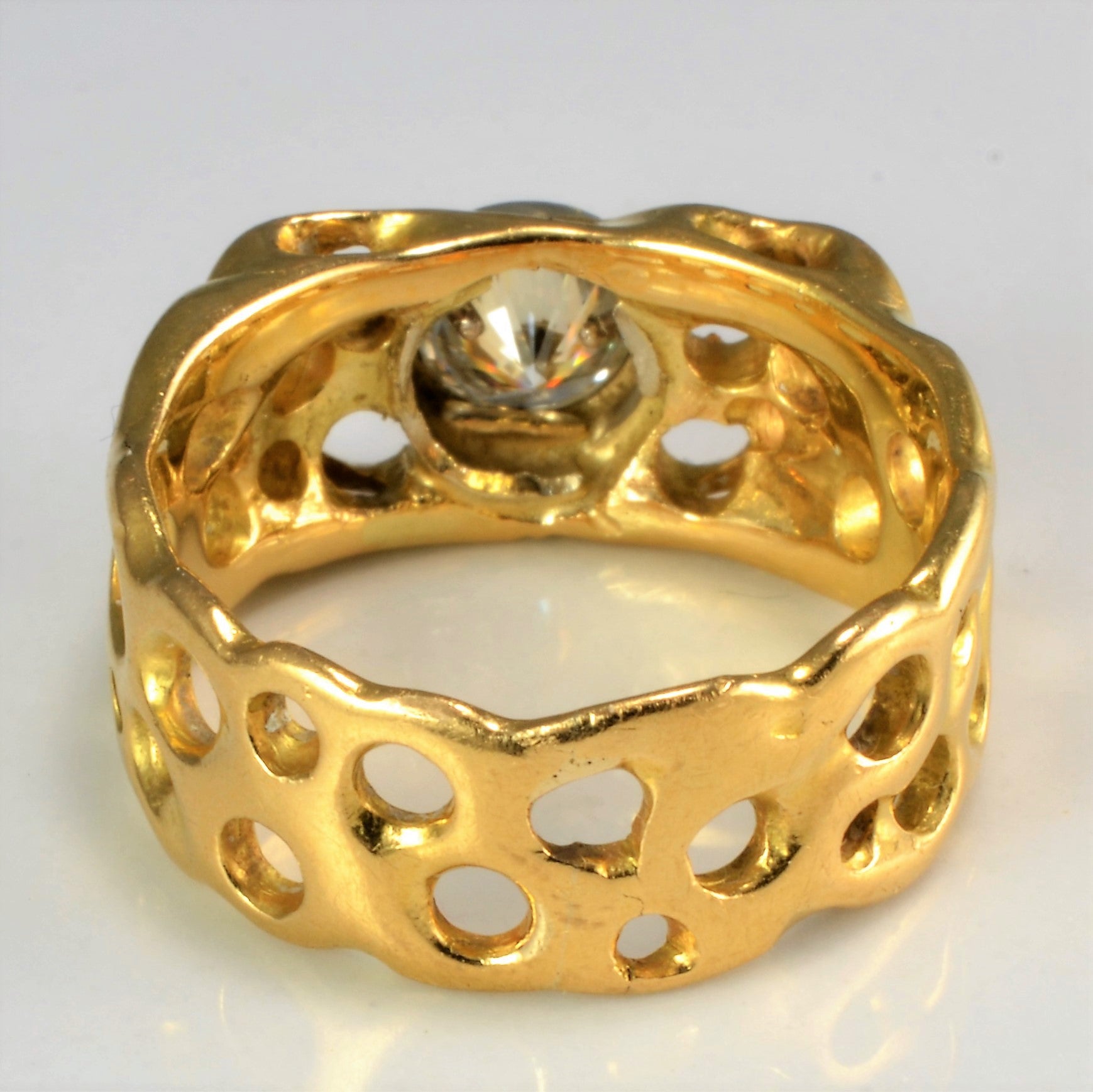 Textured Bezel Diamond Wide Ring | 0.40 ct, SZ 6.75 |