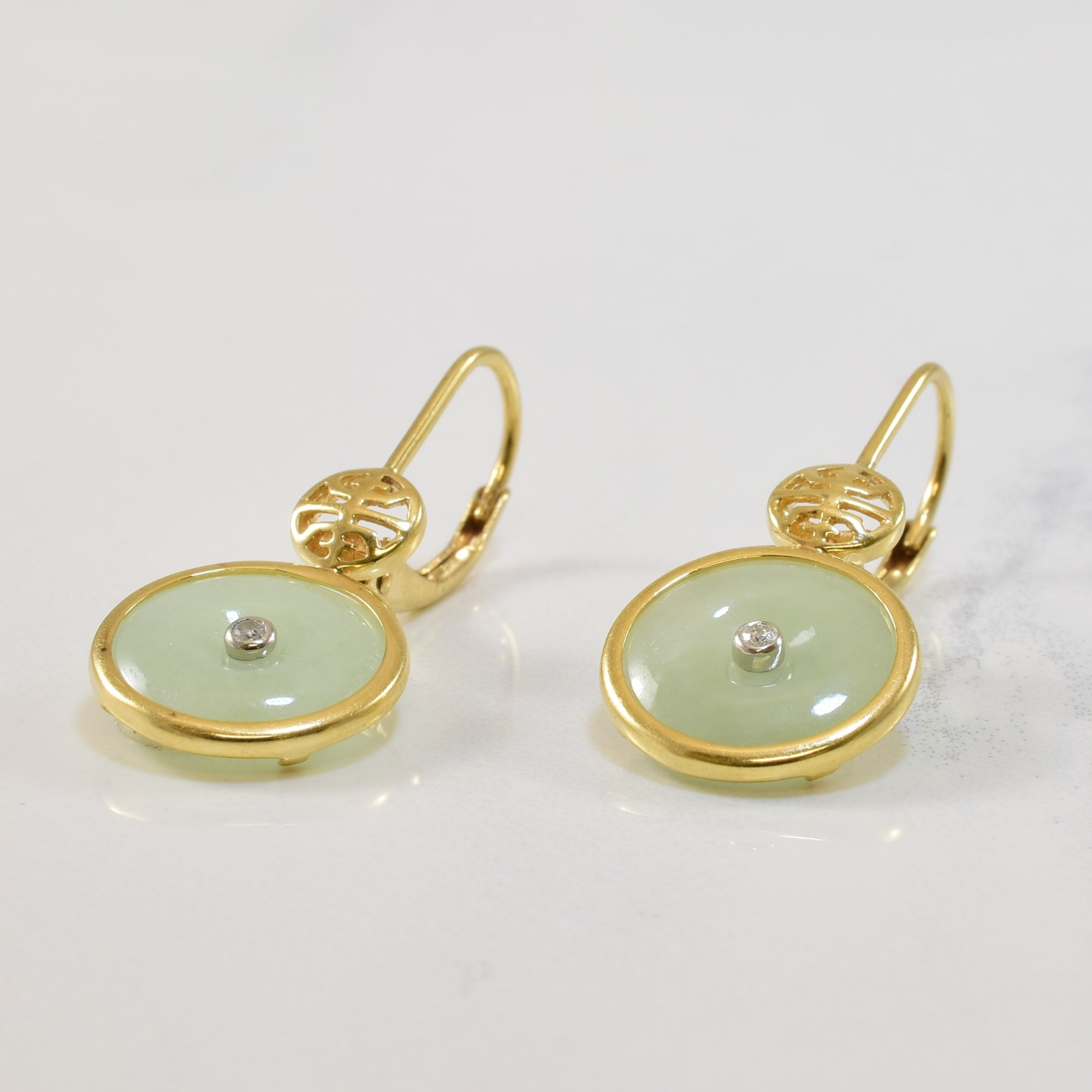 Jadeite & Diamond Drop Earrings | 7.00ctw, 0.02ctw |